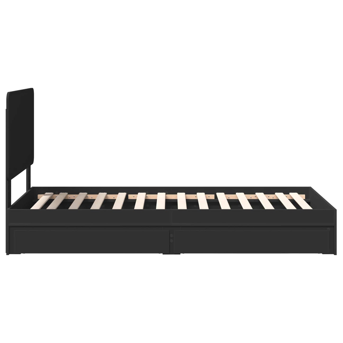 Storage Bed with Headboard Black 90 x 190 cm Engineered Wood