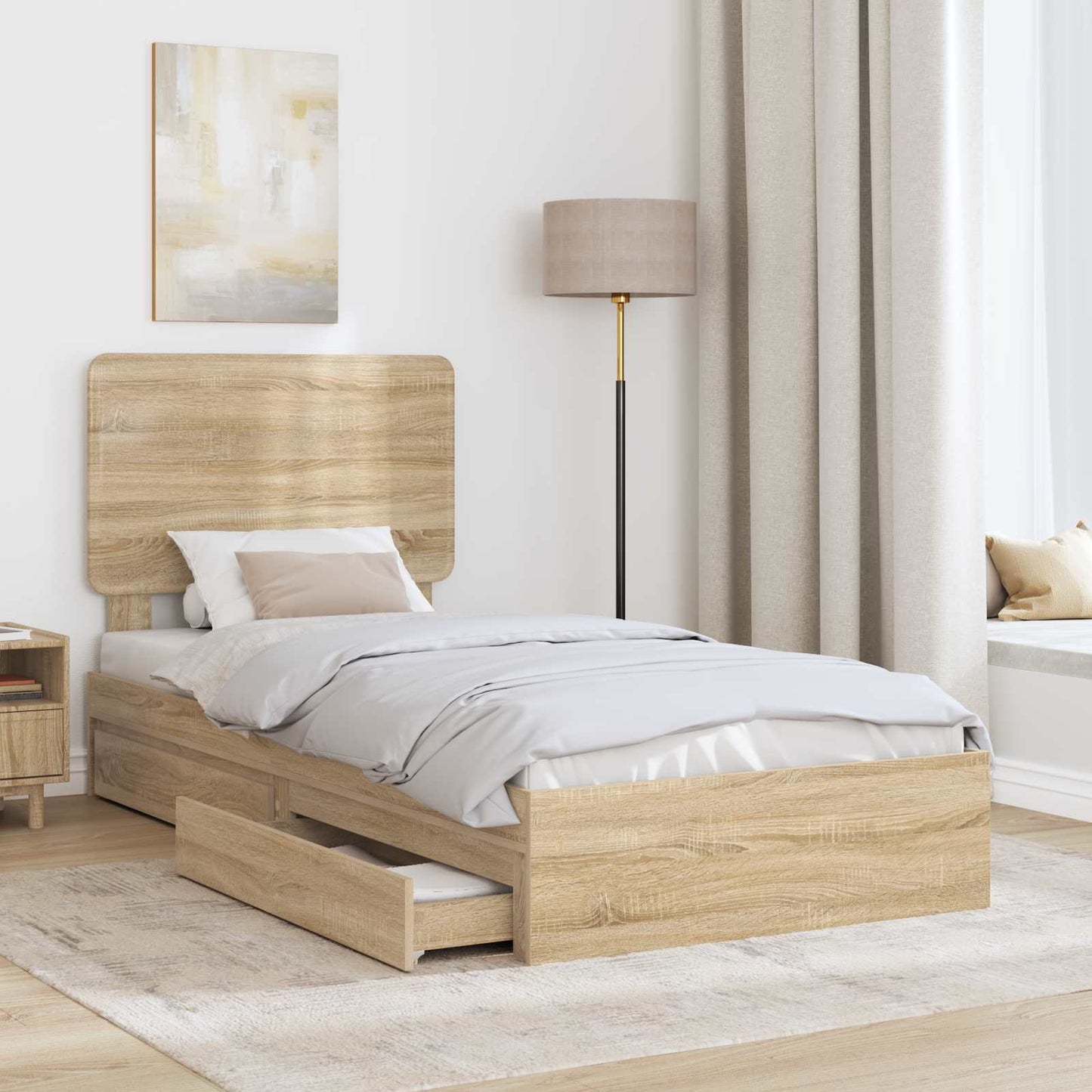 Storage Bed with Drawer Sonoma Oak 90 x 190 cm Engineered Wood
