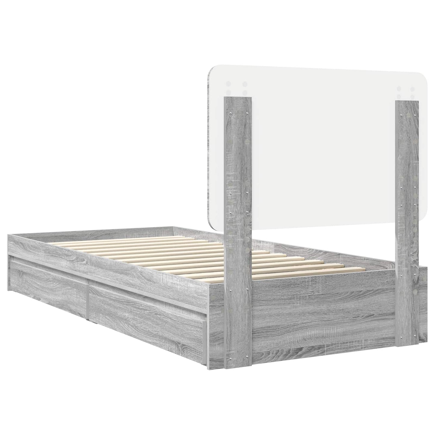 Storage Bed with Drawer Grey Sonoma 90 x 190 cm Engineered Wood