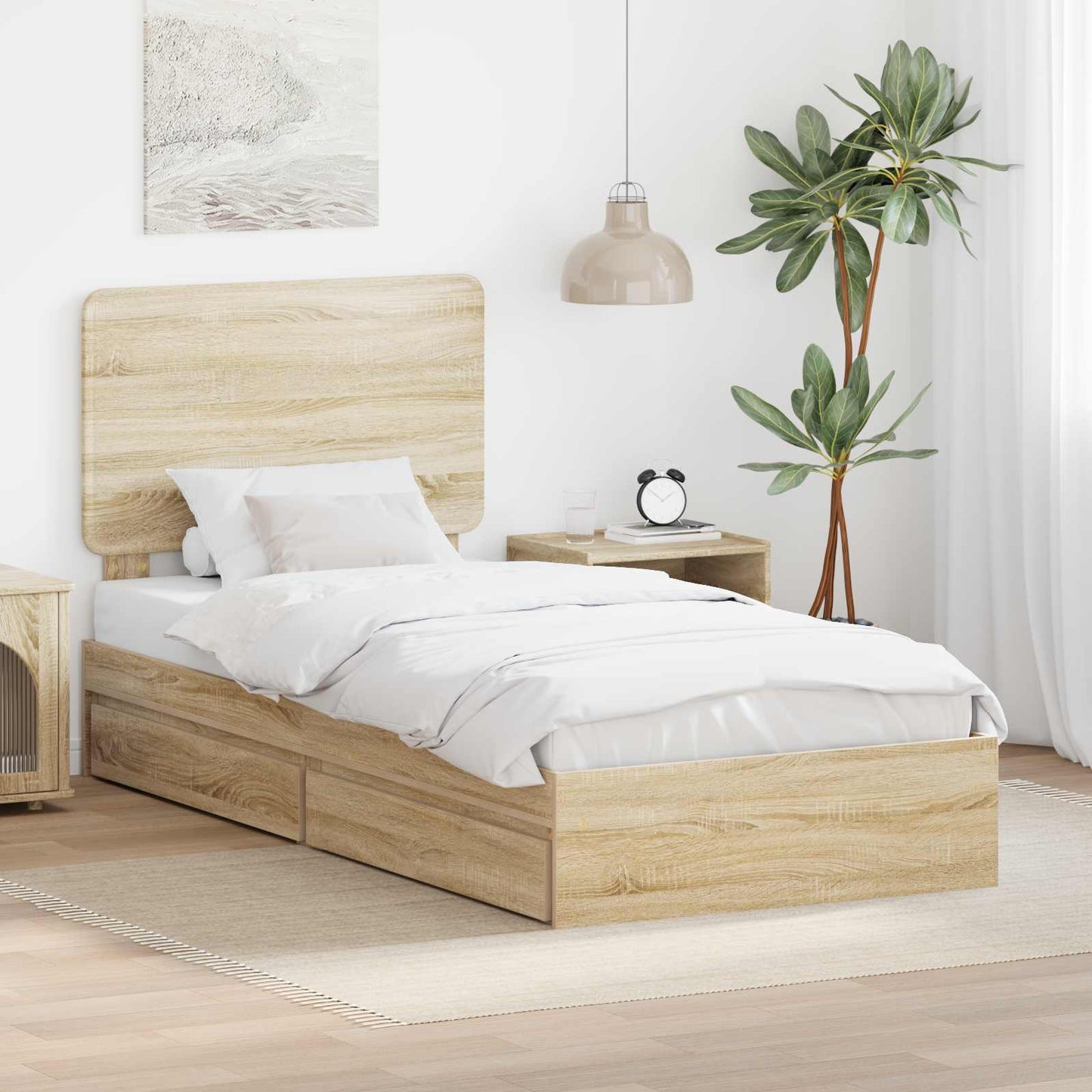Storage Bed with Drawer Sonoma Oak 75 x 190 cm Engineered Wood