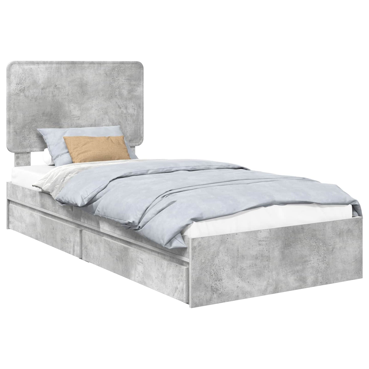 Storage Bed Concrete Grey 75 x 190 cm Engineered Wood