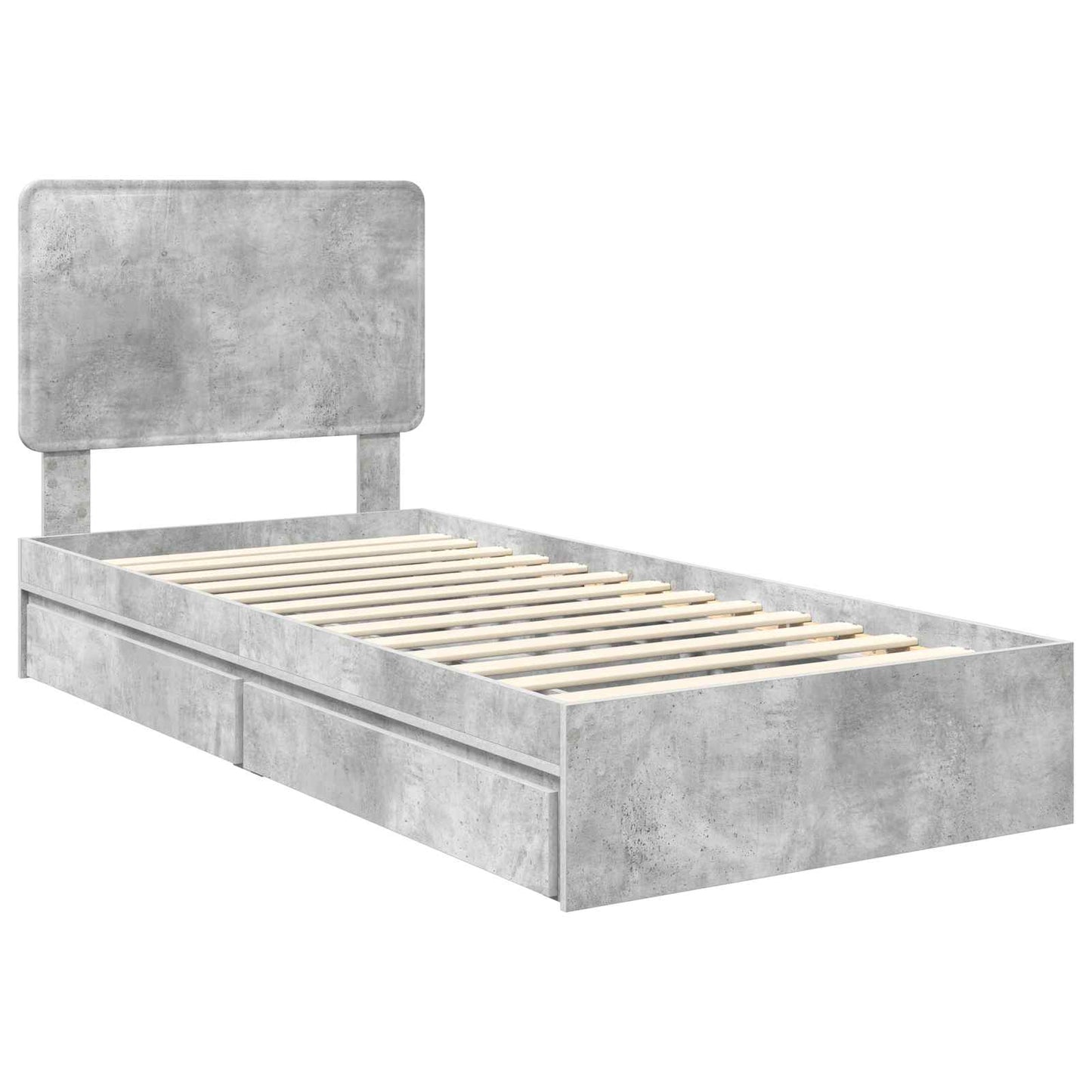 Storage Bed Concrete Grey 75 x 190 cm Engineered Wood