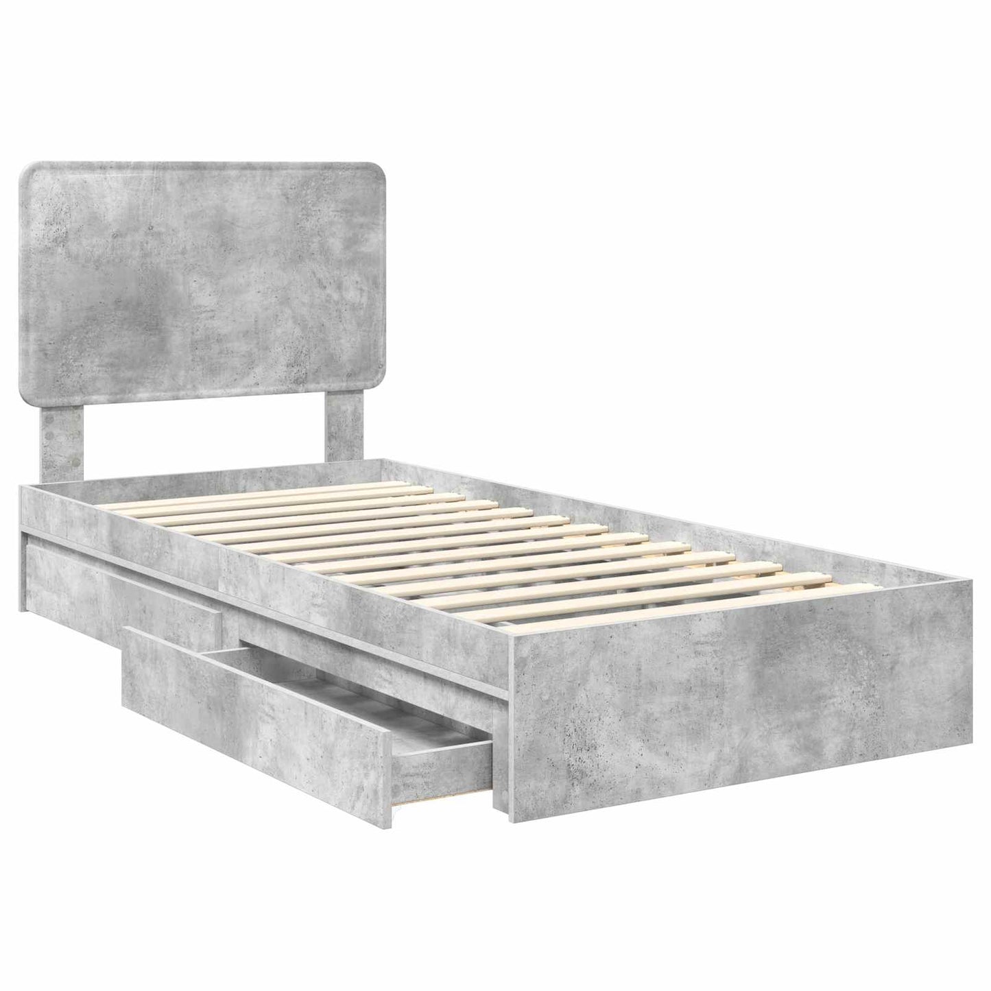 Storage Bed Concrete Grey 75 x 190 cm Engineered Wood