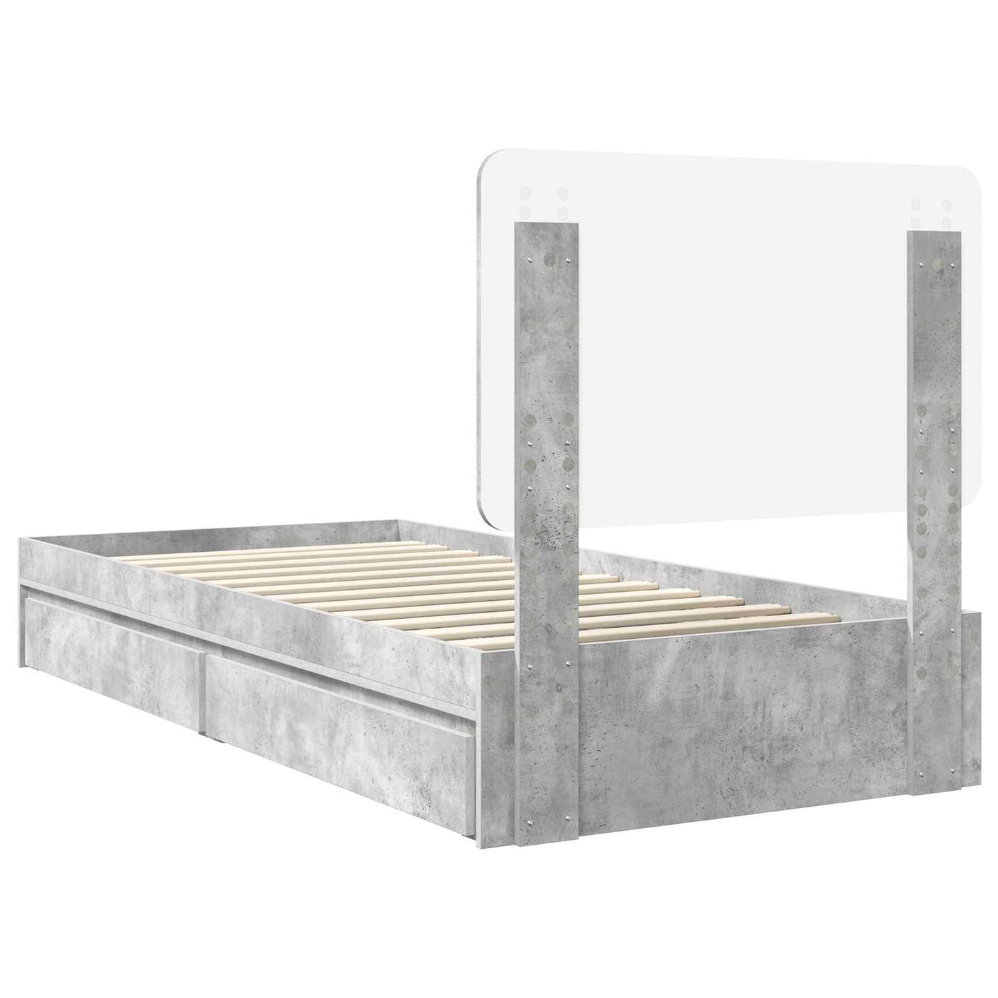 Storage Bed Concrete Grey 75 x 190 cm Engineered Wood