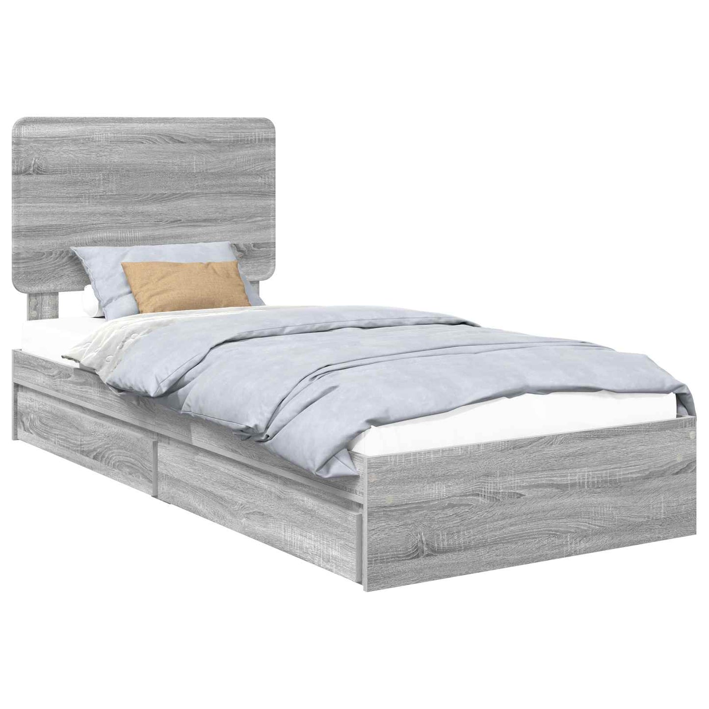 Storage Bed with Drawer Grey Sonoma 75 x 190 cm Engineered Wood
