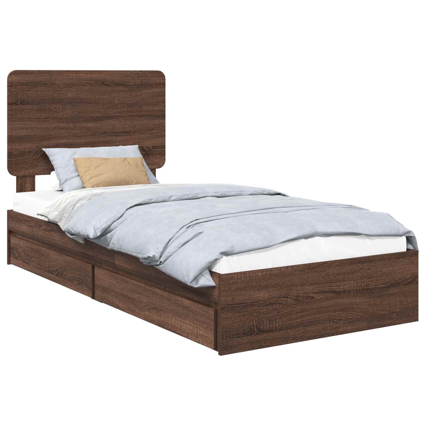 Storage Bed with Drawer Brown Oak 75 x 190 cm Engineered Wood