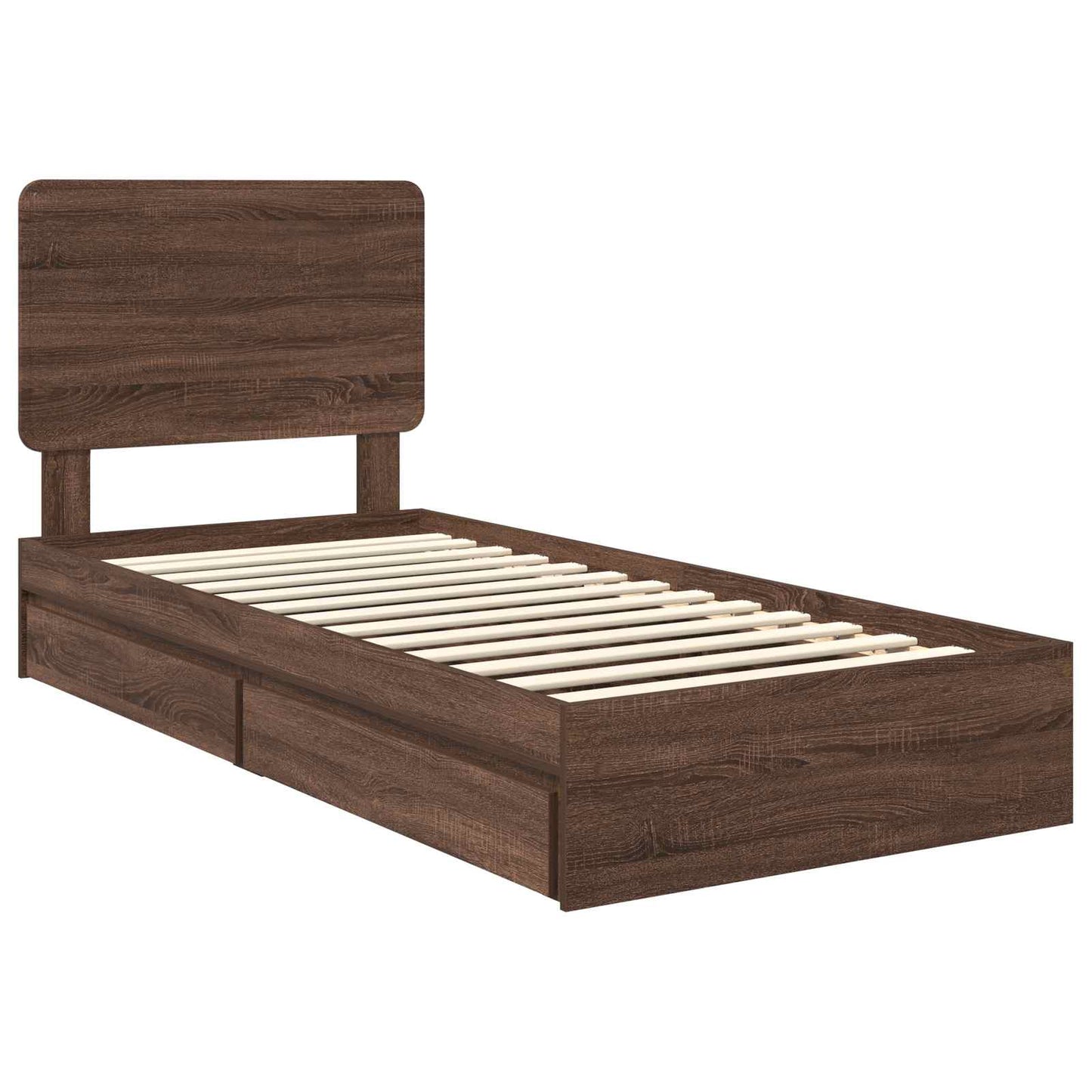 Storage Bed with Drawer Brown Oak 75 x 190 cm Engineered Wood