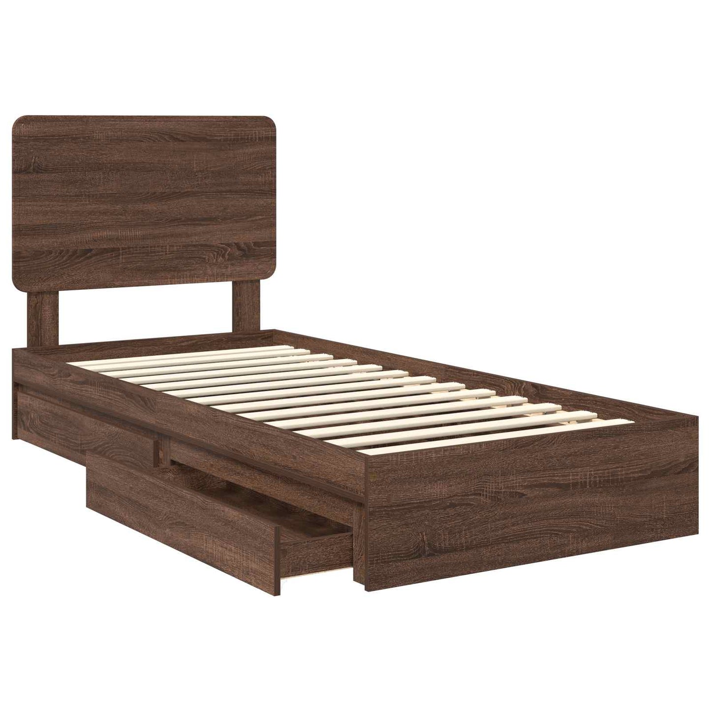 Storage Bed with Drawer Brown Oak 75 x 190 cm Engineered Wood