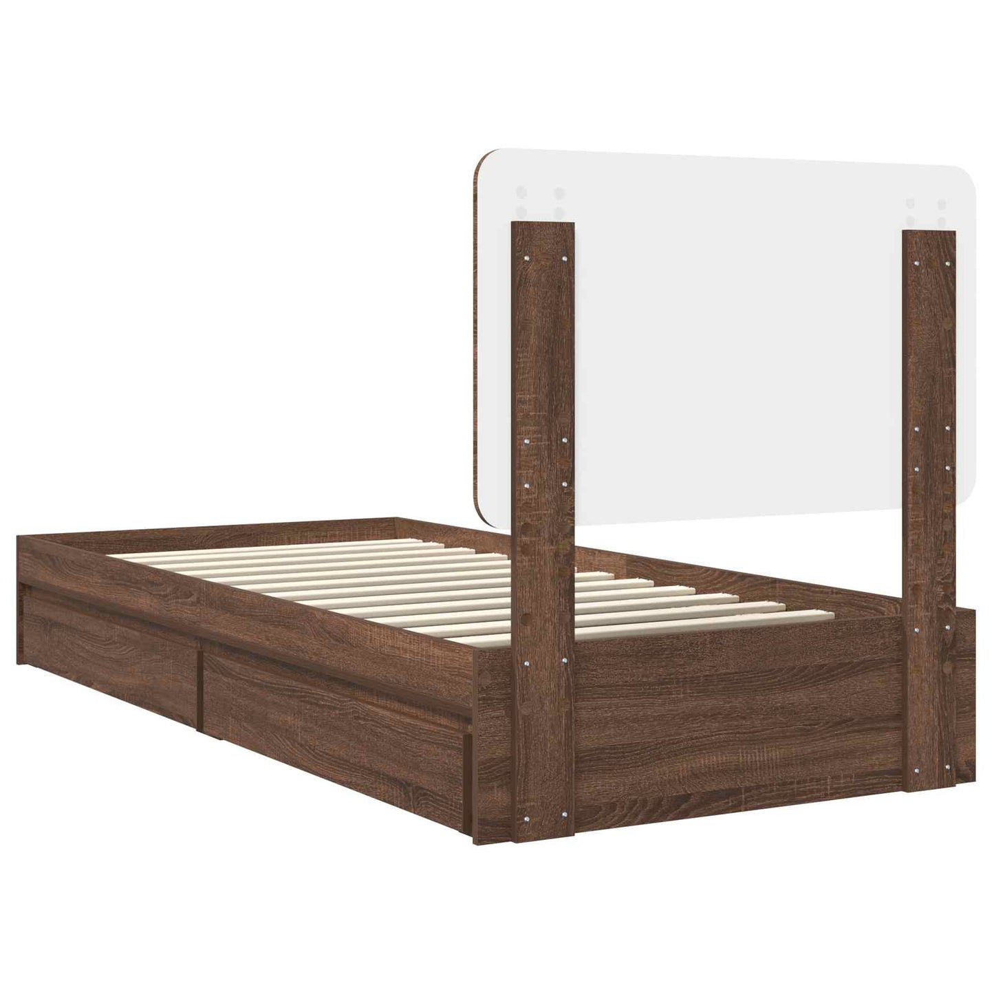 Storage Bed with Drawer Brown Oak 75 x 190 cm Engineered Wood