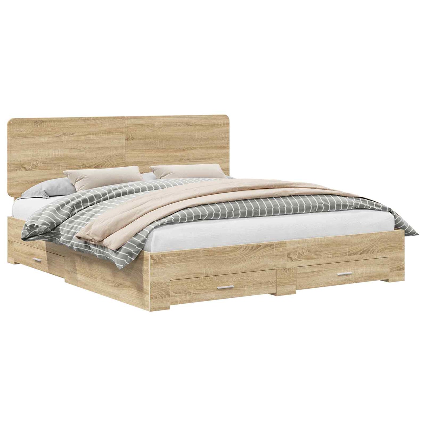 Bed Frame with Drawer Sonoma Oak 200 x 200 cm Engineered Wood