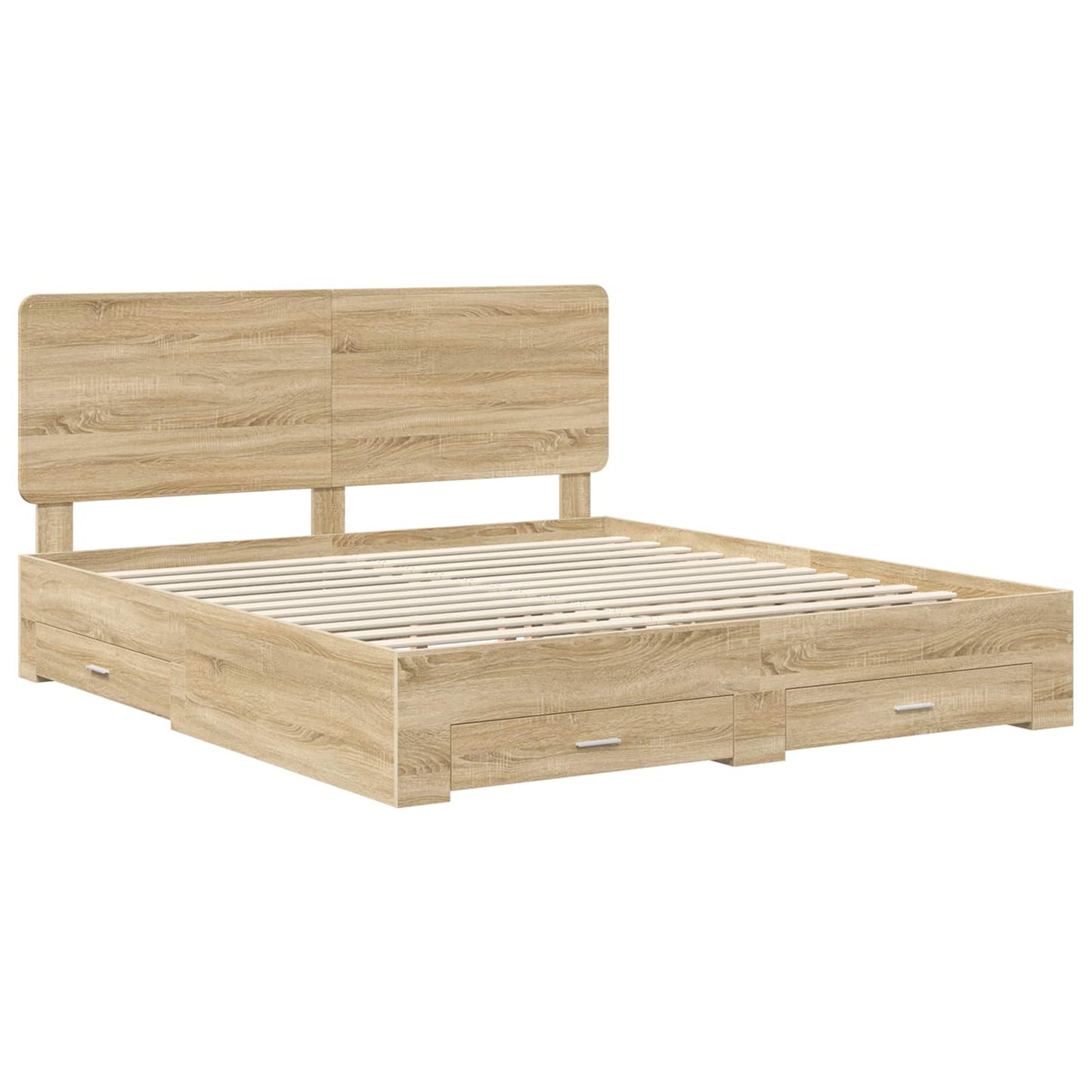 Bed Frame with Drawer Sonoma Oak 200 x 200 cm Engineered Wood