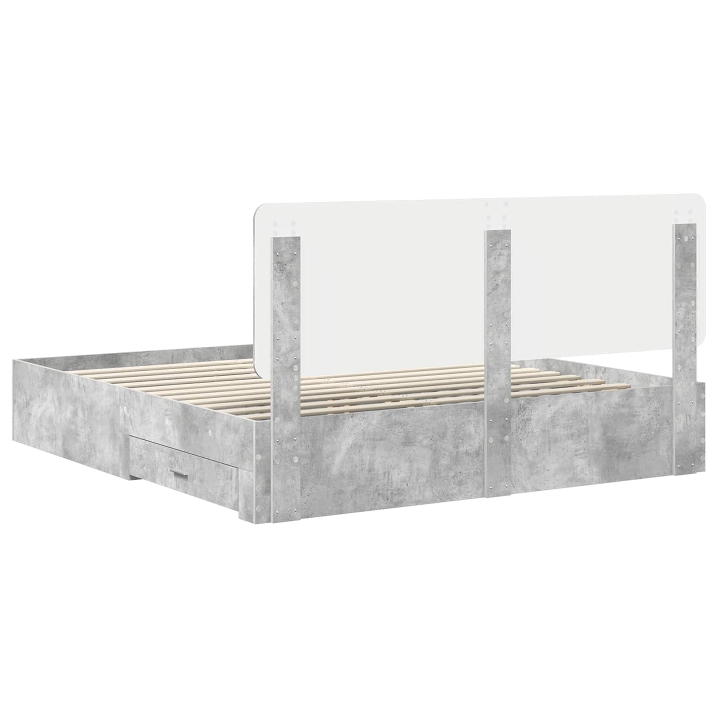 Bed Frame Concrete Grey 200 x 200 cm Engineered Wood
