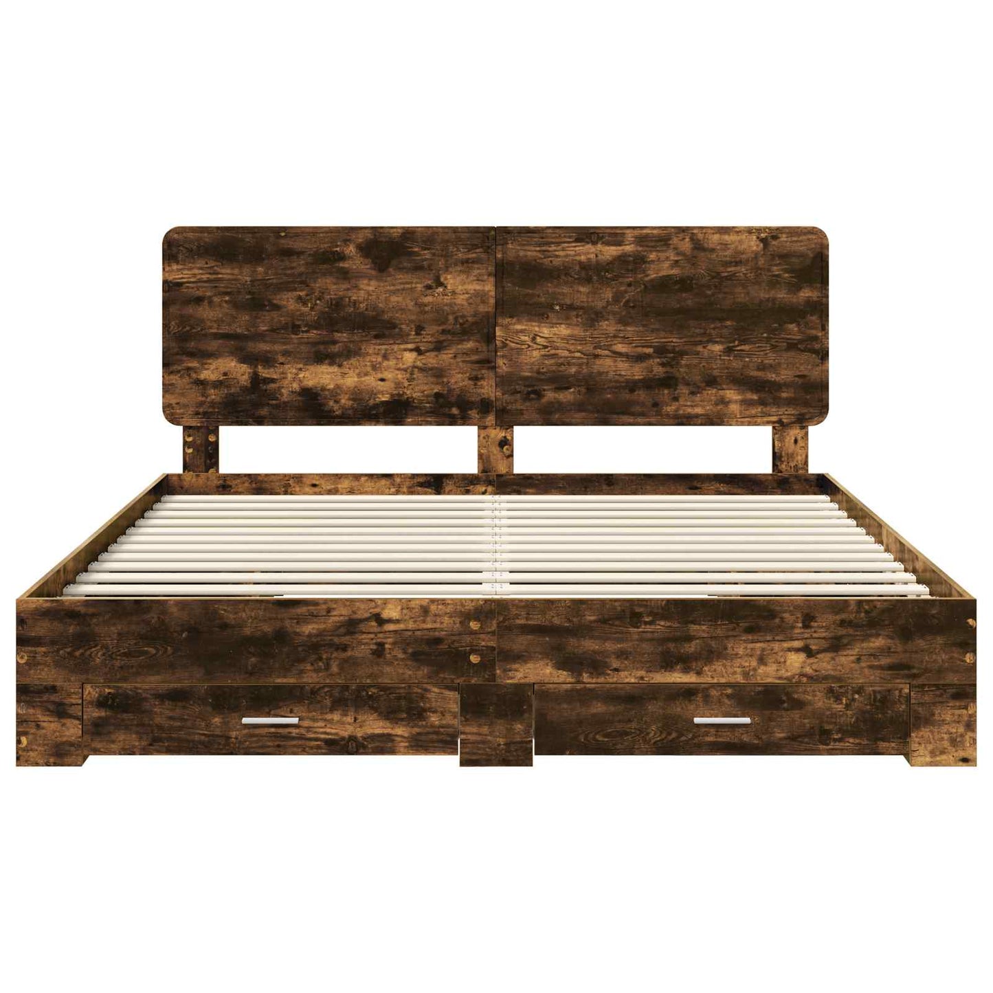 Bed Frame with Drawer Smoked Oak 200 x 200 cm Engineered Wood