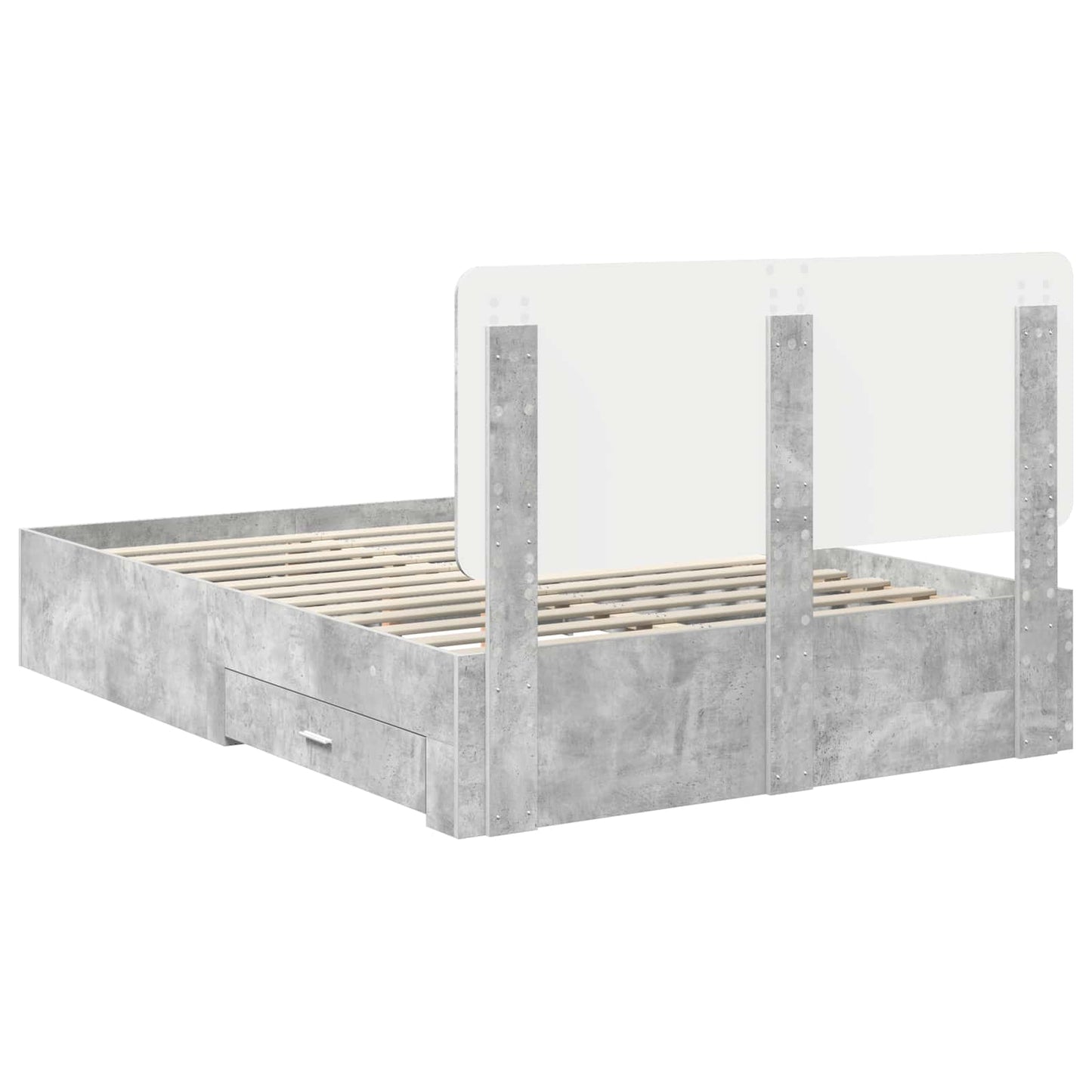 Bed Frame Concrete Grey 160 x 200 cm Engineered Wood