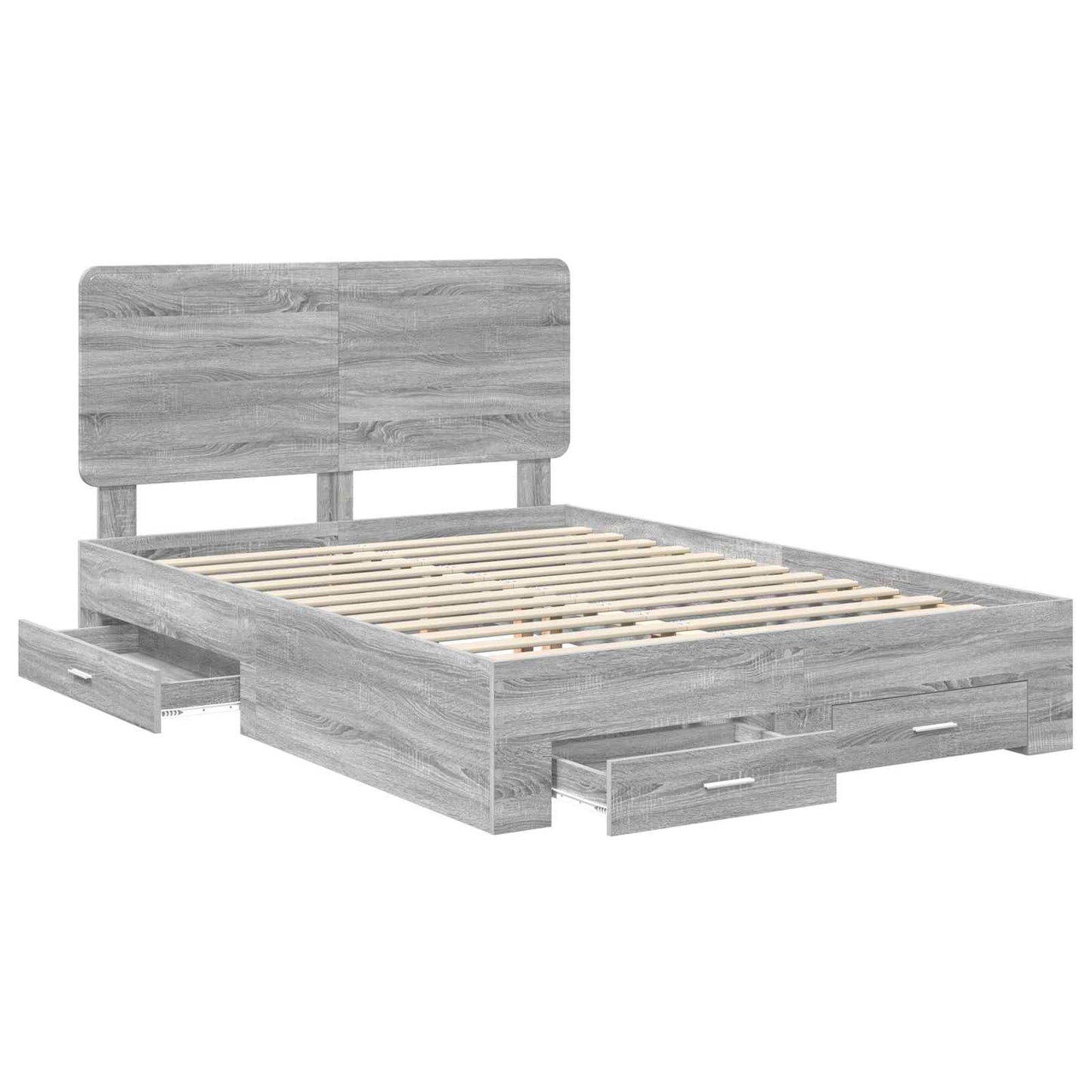 Bed Frame with Drawer Grey Sonoma 160 x 200 cm Engineered Wood