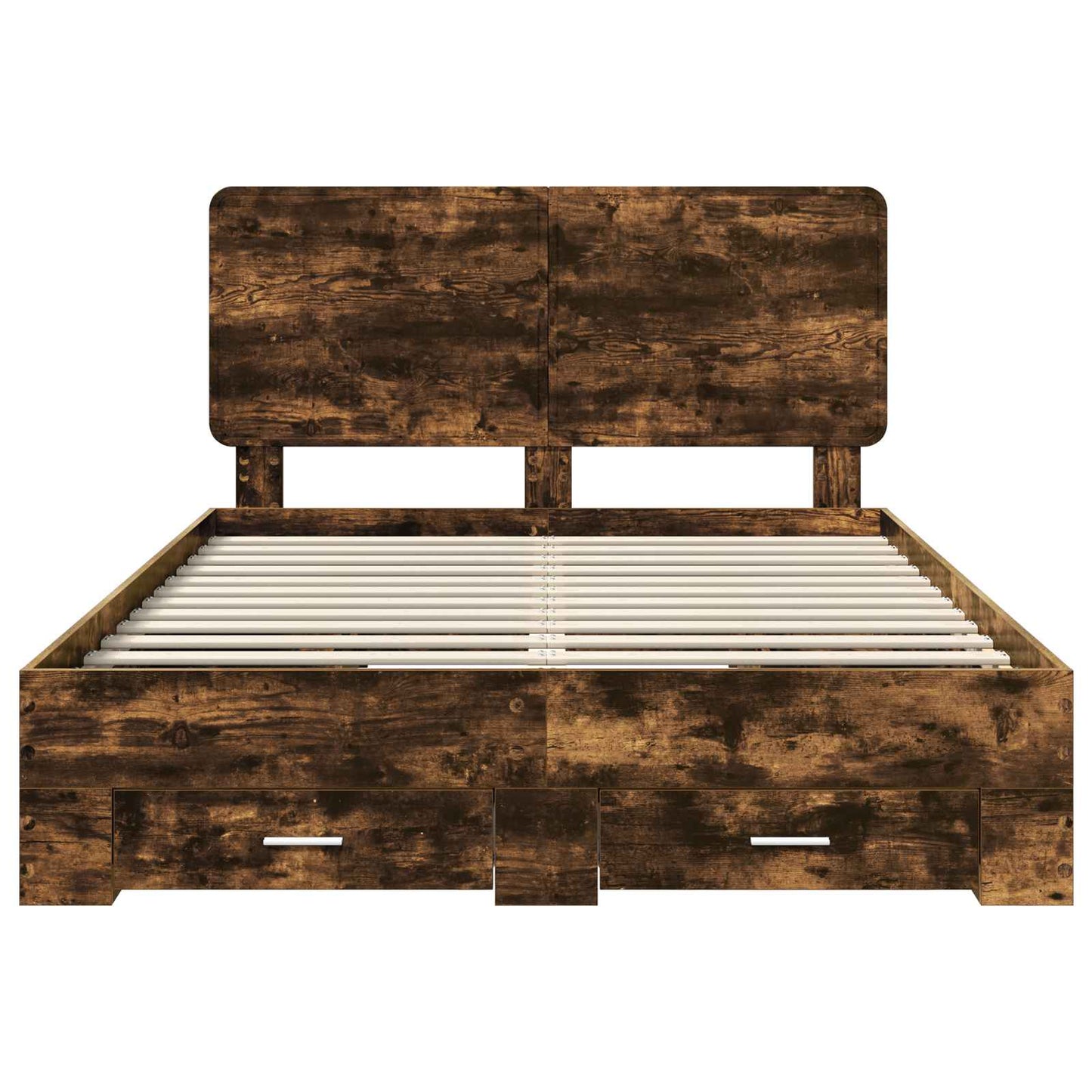 Bed Frame with Drawer Smoked Oak 140 x 200 cm Engineered Wood
