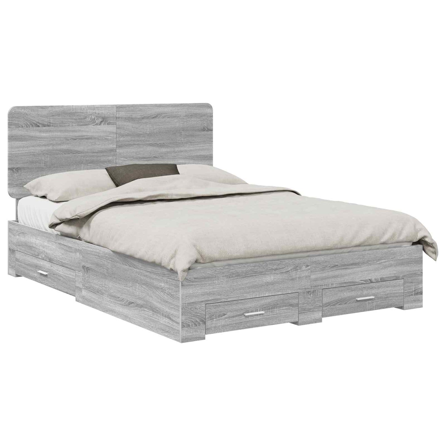 Bed Frame with Drawer Grey Sonoma 140 x 200 cm Engineered Wood