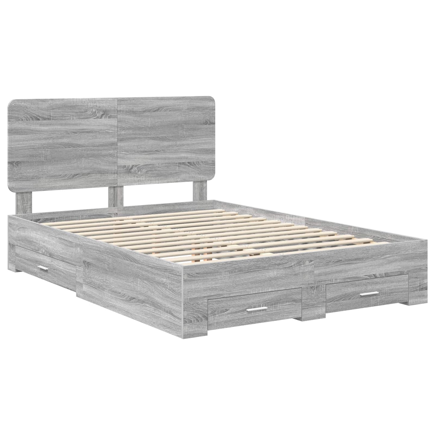Bed Frame with Drawer Grey Sonoma 140 x 200 cm Engineered Wood
