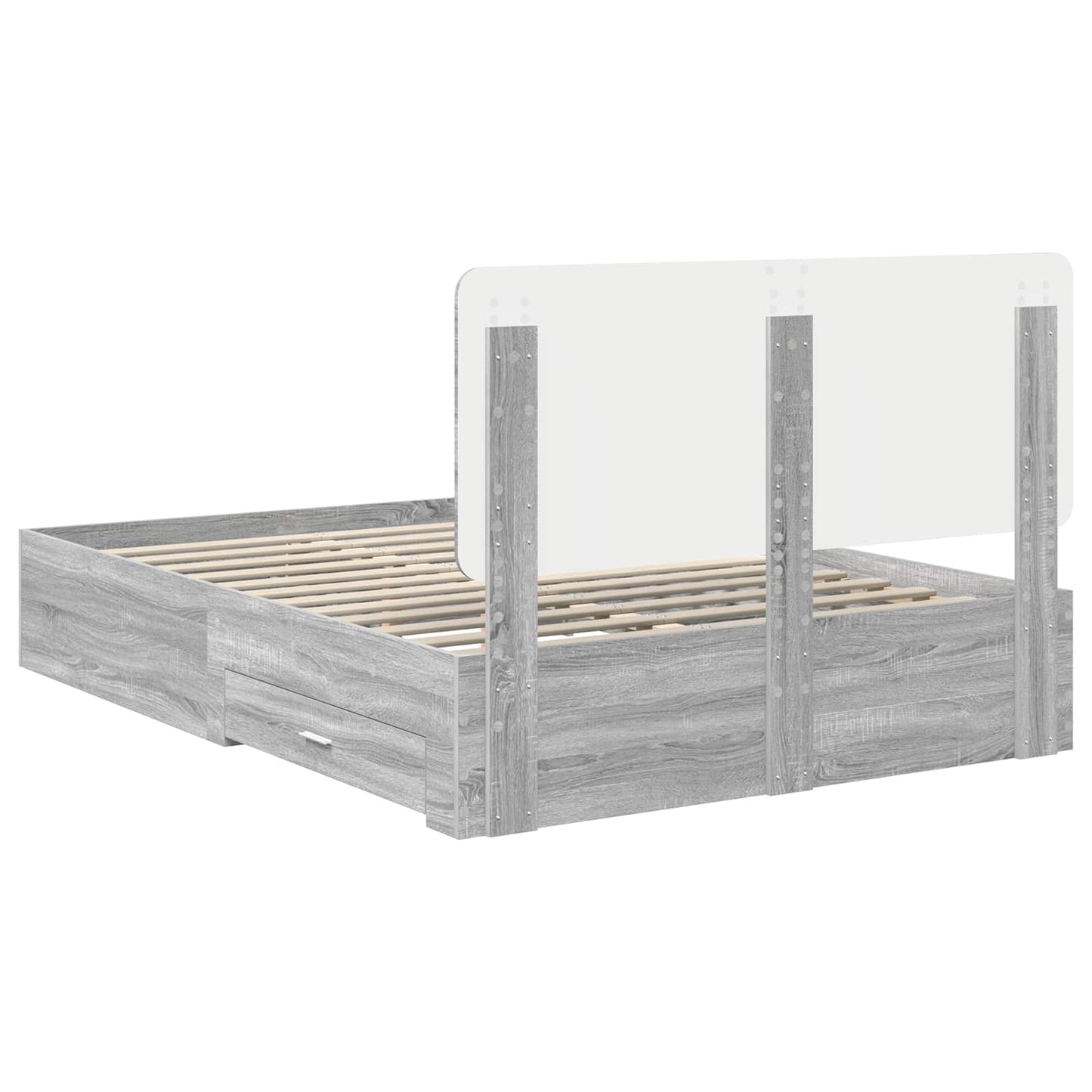 Bed Frame with Drawer Grey Sonoma 140 x 200 cm Engineered Wood