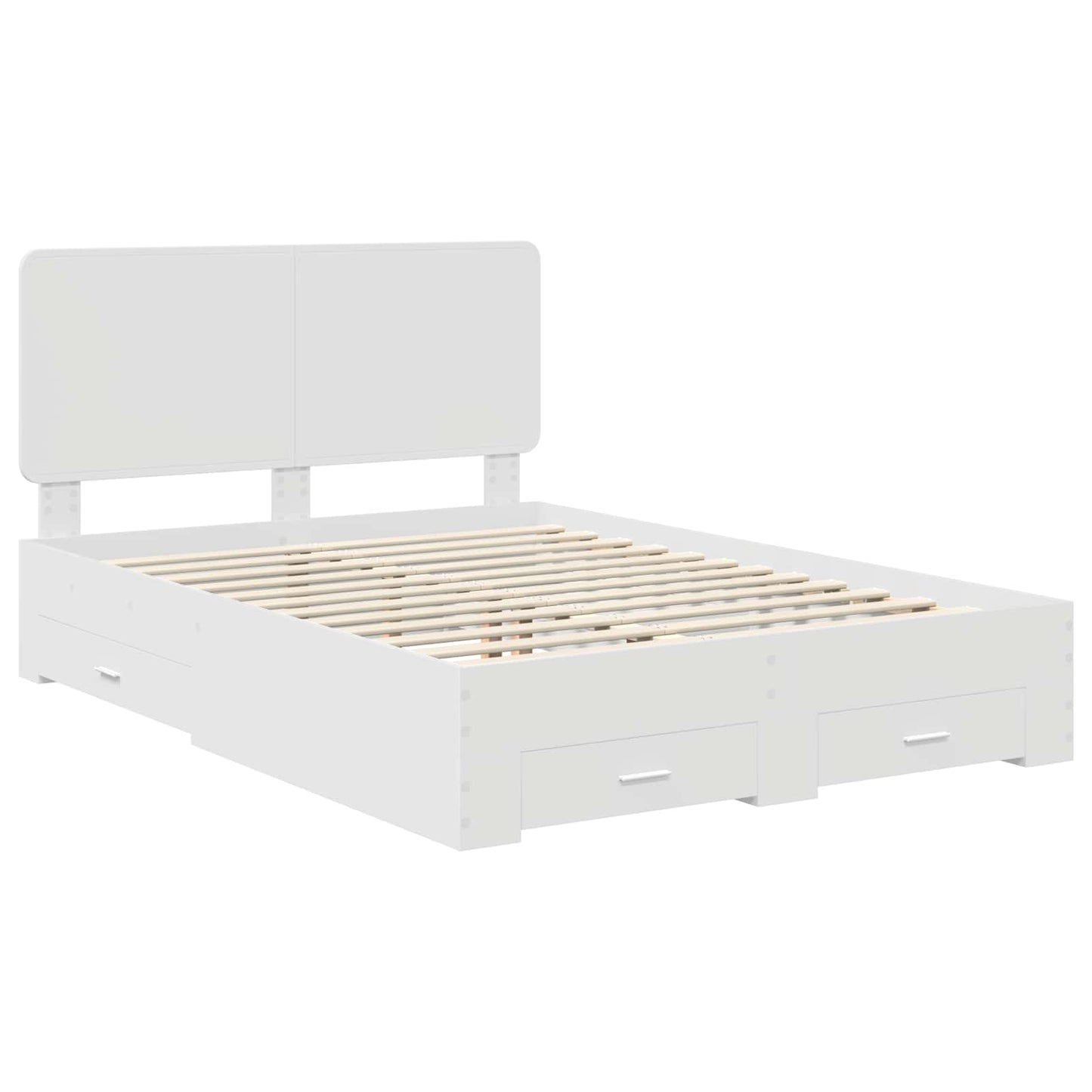 Bed Frame with Headboard White 140 x 190 cm Engineered Wood