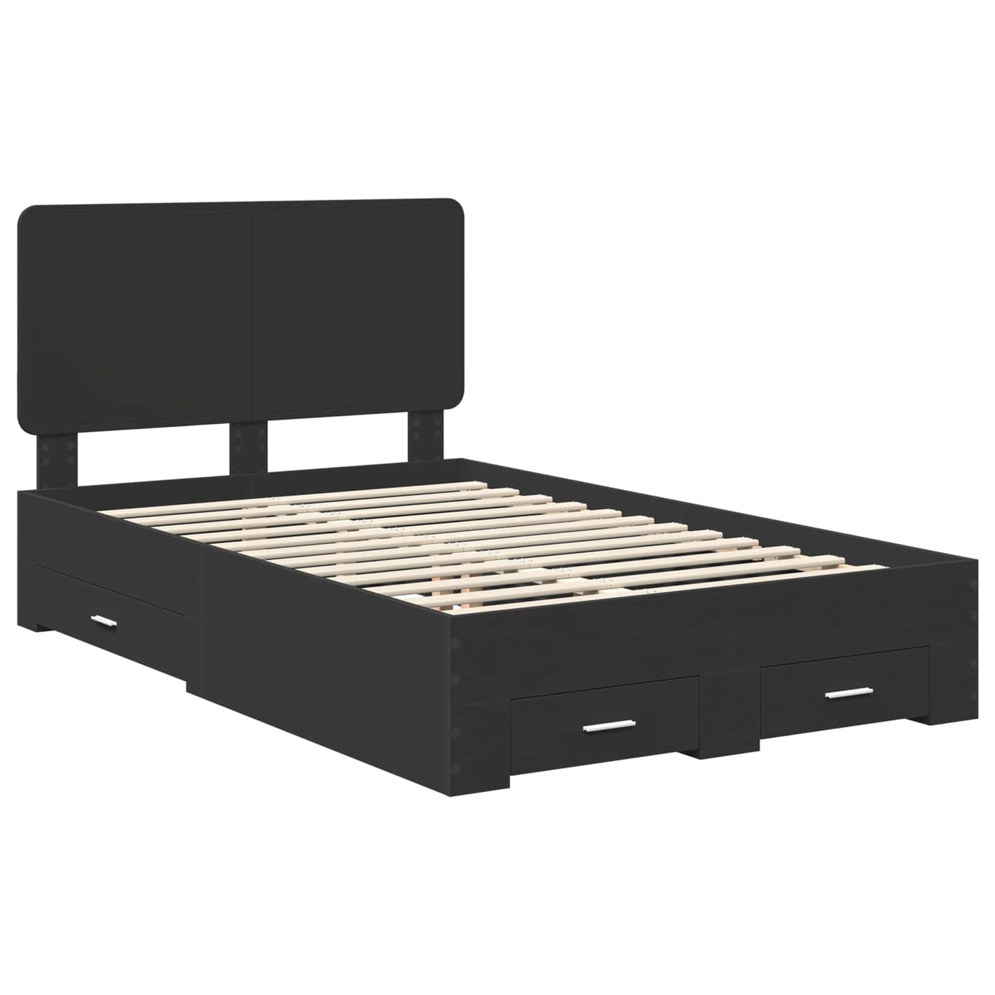 Bed Frame with Headboard Black 135 x 190 cm Engineered Wood