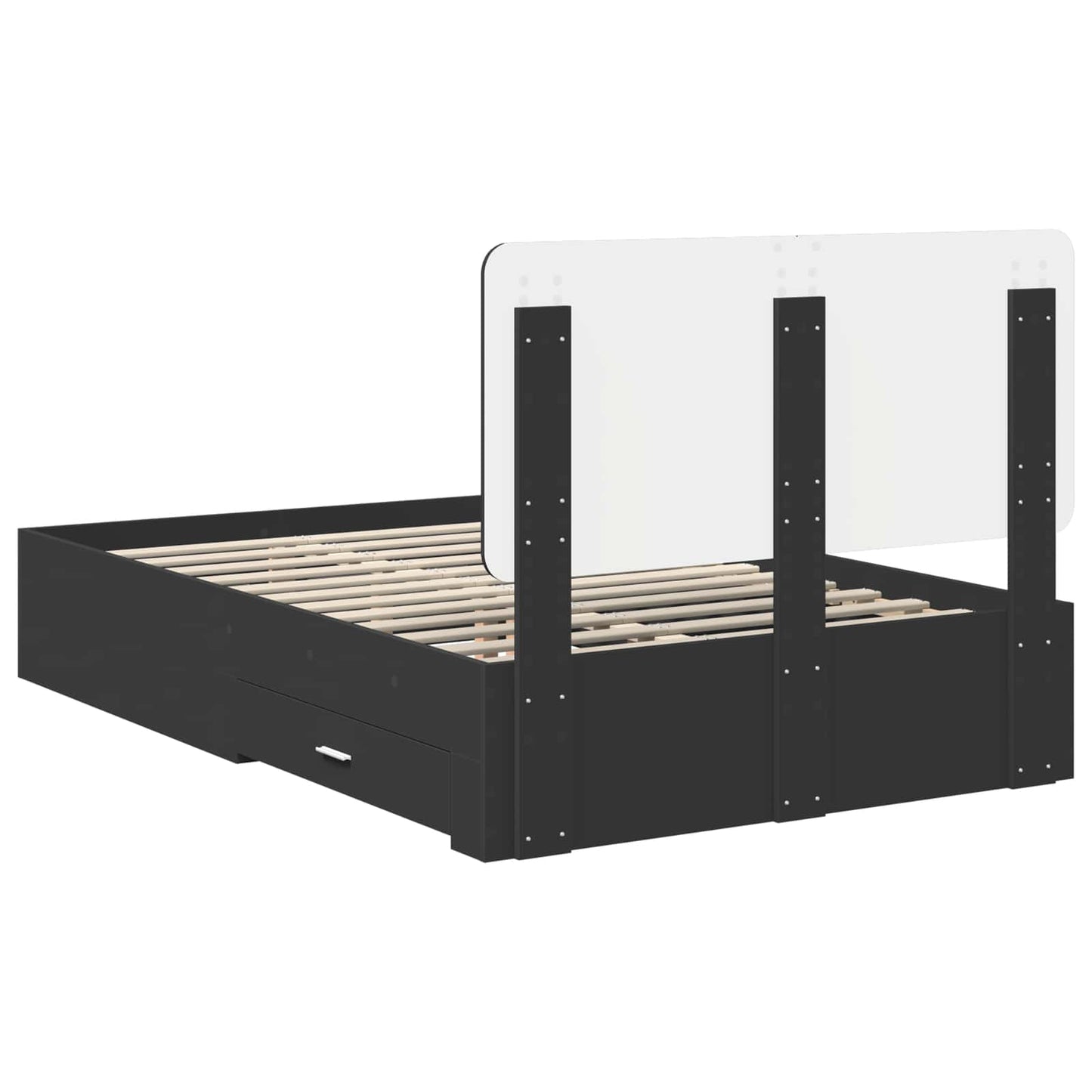 Bed Frame with Headboard Black 135 x 190 cm Engineered Wood