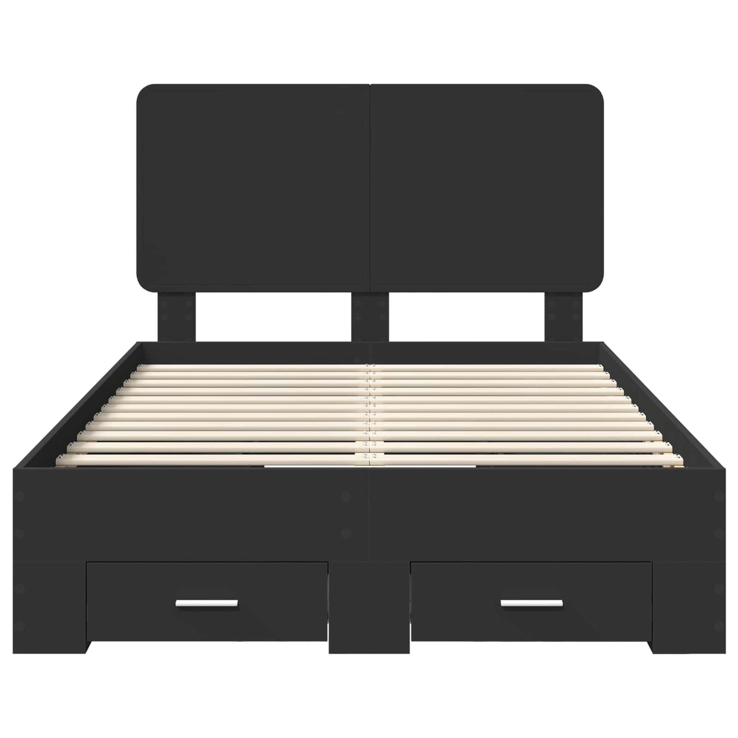 Bed Frame with Headboard Black 135 x 190 cm Engineered Wood