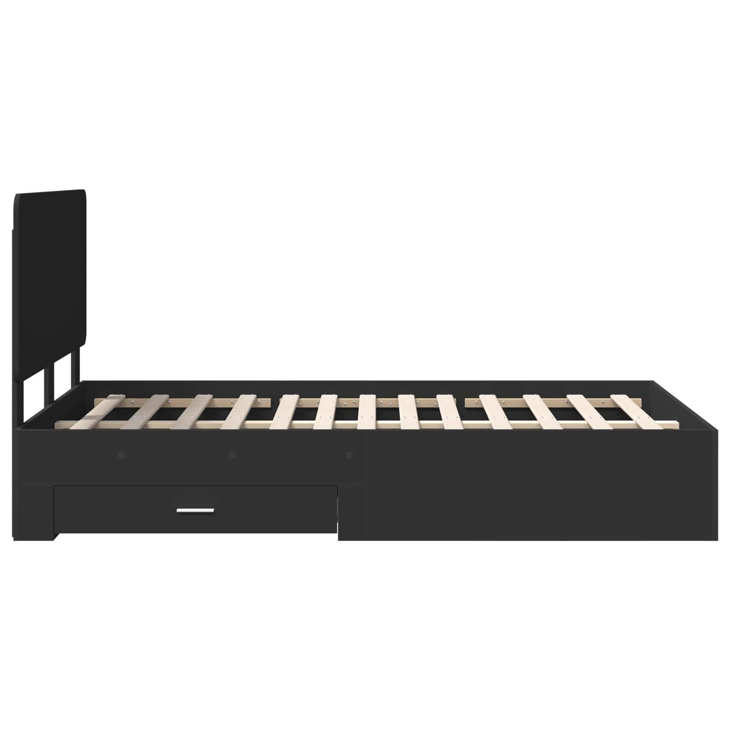 Bed Frame with Headboard Black 135 x 190 cm Engineered Wood