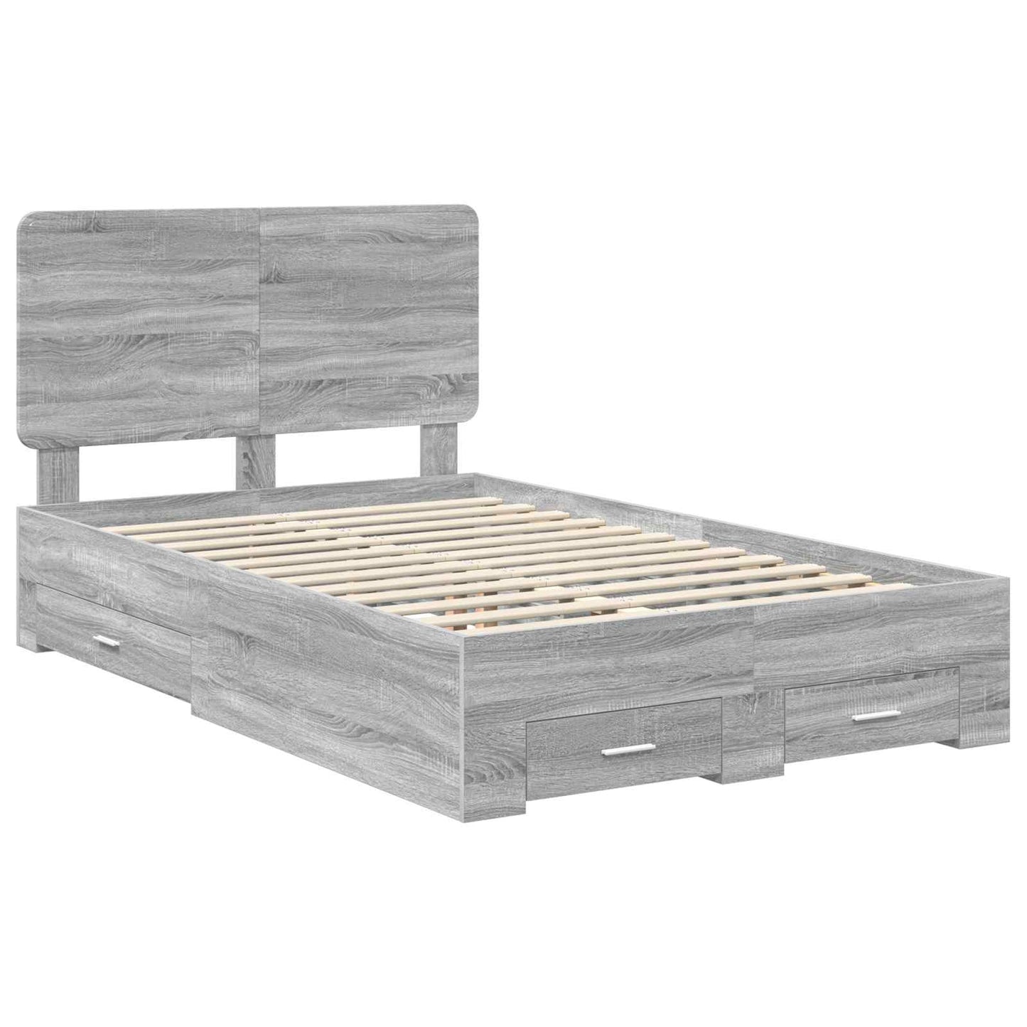 Bed Frame with Drawer Grey Sonoma 135 x 190 cm Engineered Wood