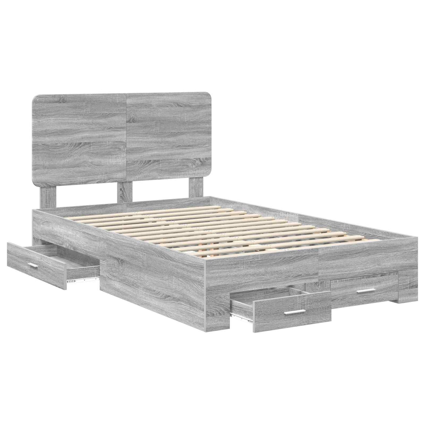 Bed Frame with Drawer Grey Sonoma 135 x 190 cm Engineered Wood
