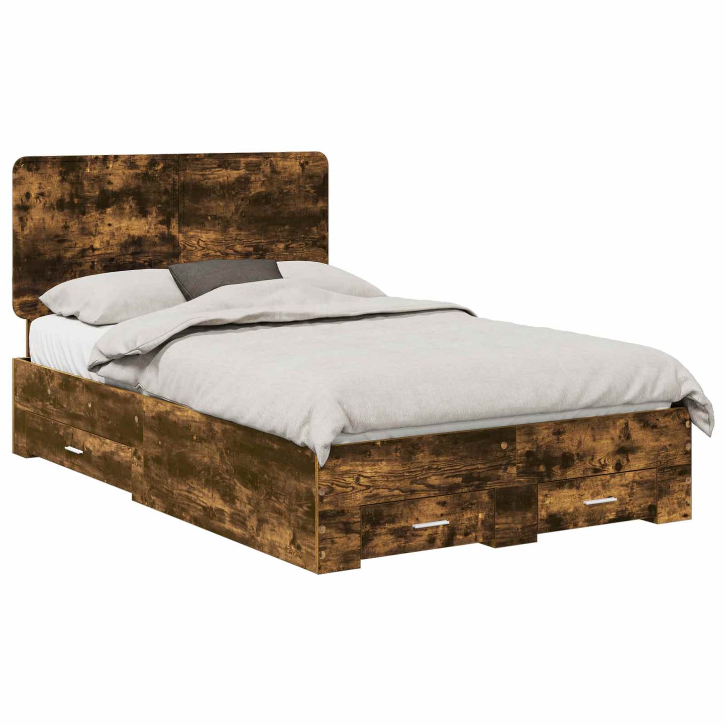 Bed Frame with Drawer Smoked Oak 120 x 200 cm Engineered Wood