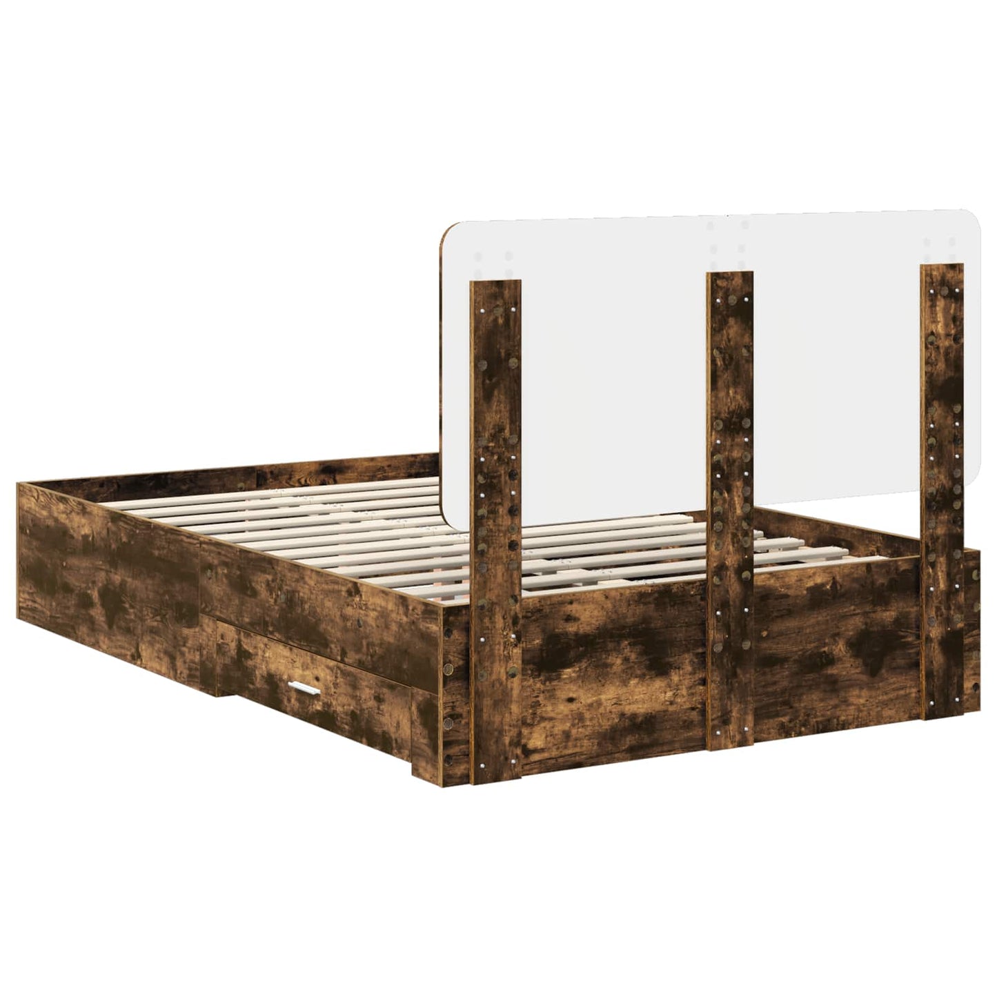 Bed Frame with Drawer Smoked Oak 120 x 200 cm Engineered Wood