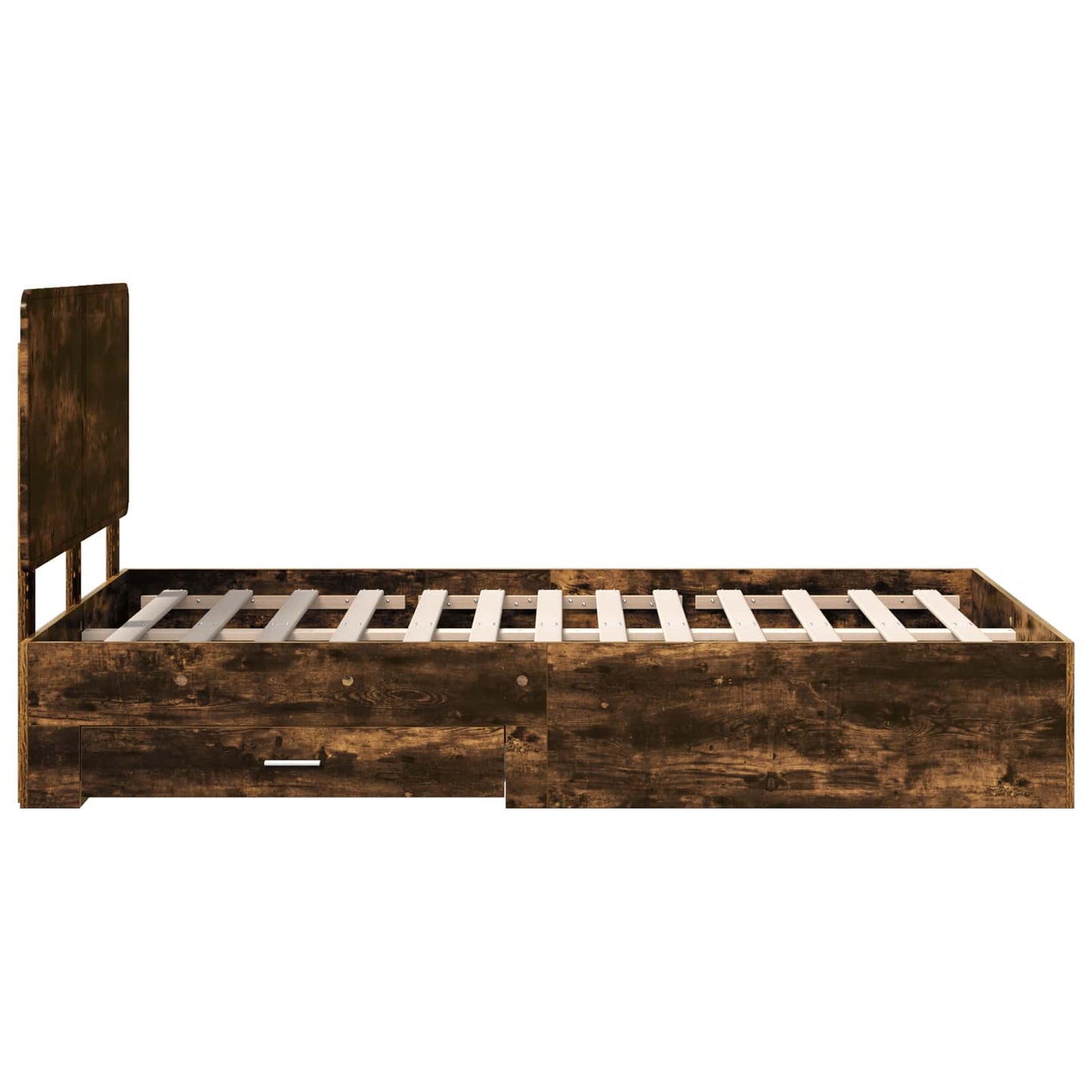 Bed Frame with Drawer Smoked Oak 120 x 200 cm Engineered Wood