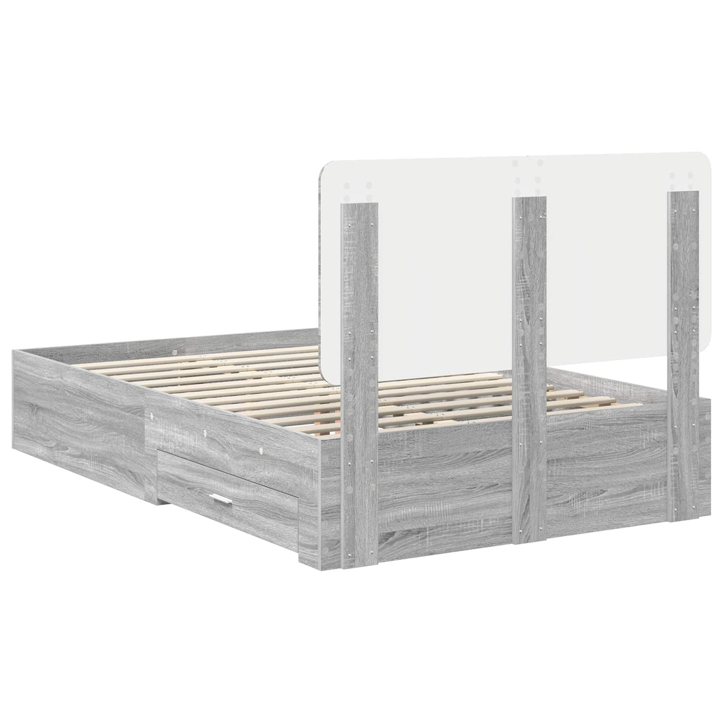 Bed Frame with Drawer Grey Sonoma 120 x 190 cm Engineered Wood