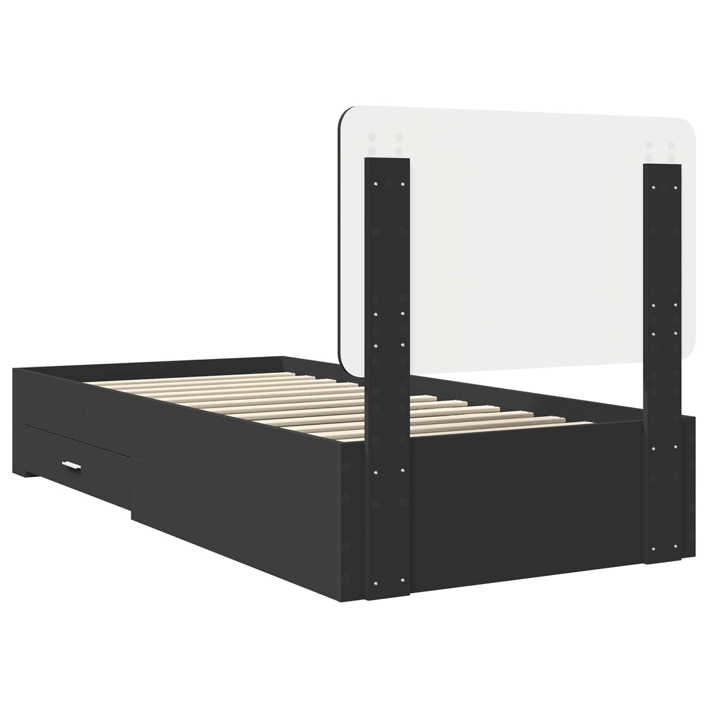 Bed Frame with Headboard Black 100 x 200 cm Engineered Wood