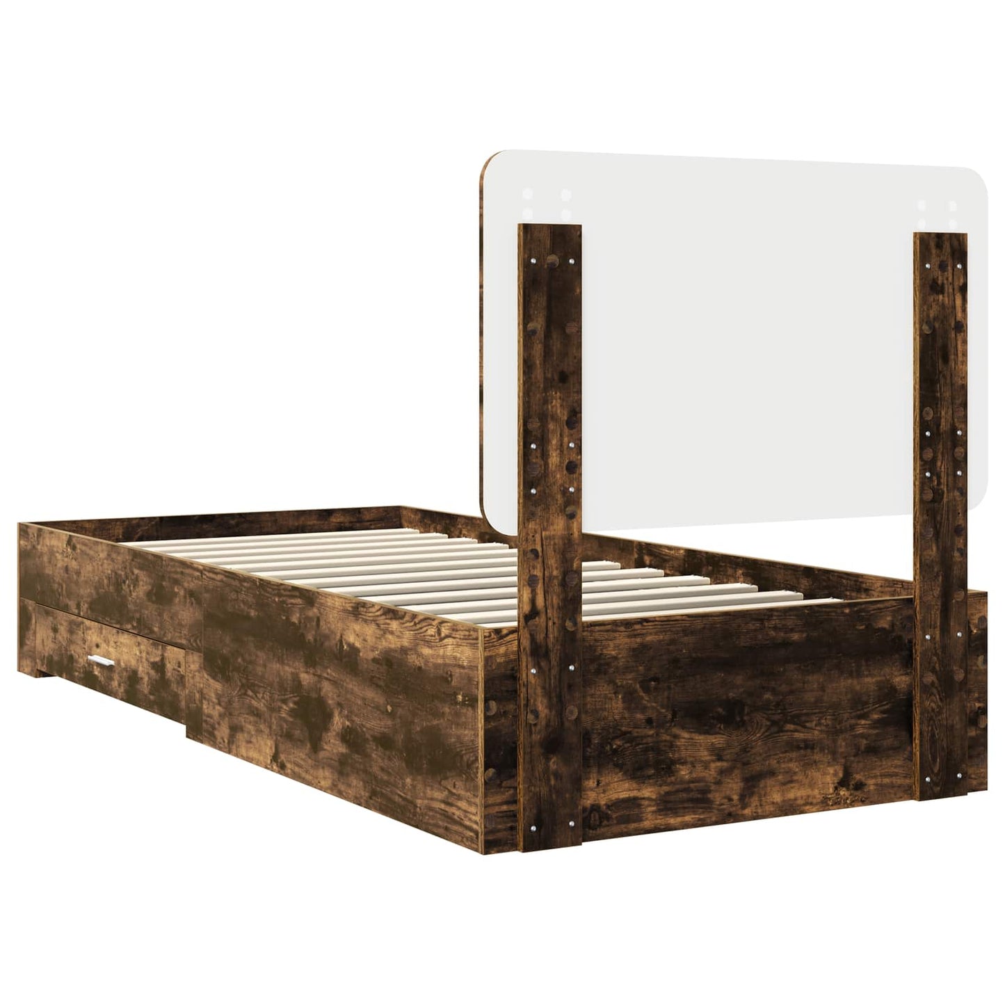 Bed Frame with Drawer Smoked Oak 100 x 200 cm Engineered Wood