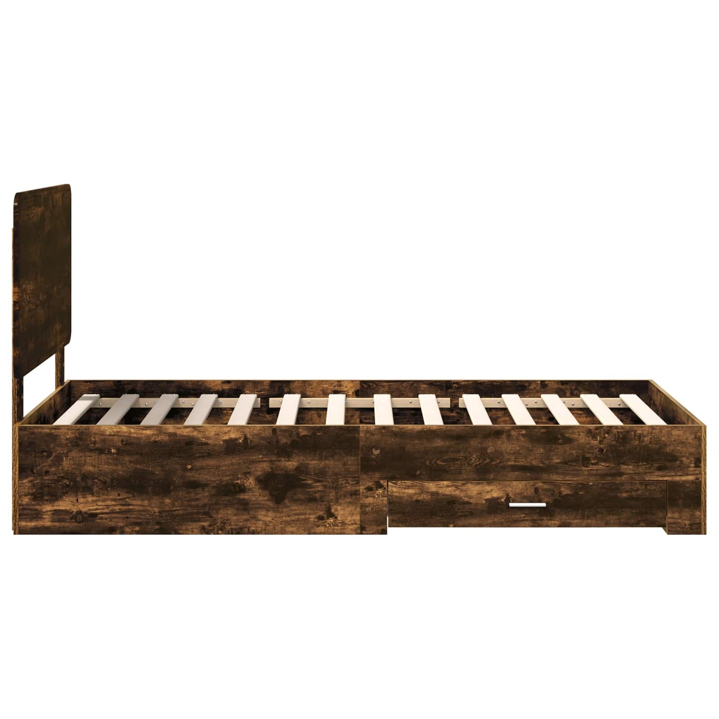 Bed Frame with Drawer Smoked Oak 100 x 200 cm Engineered Wood