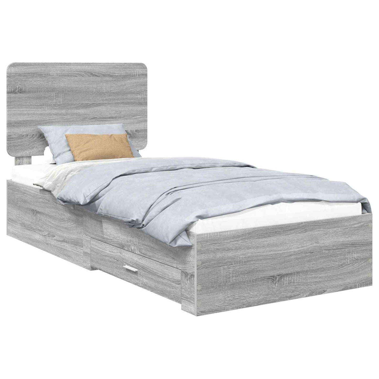 Bed Frame with Drawer Grey Sonoma 100 x 200 cm Engineered Wood