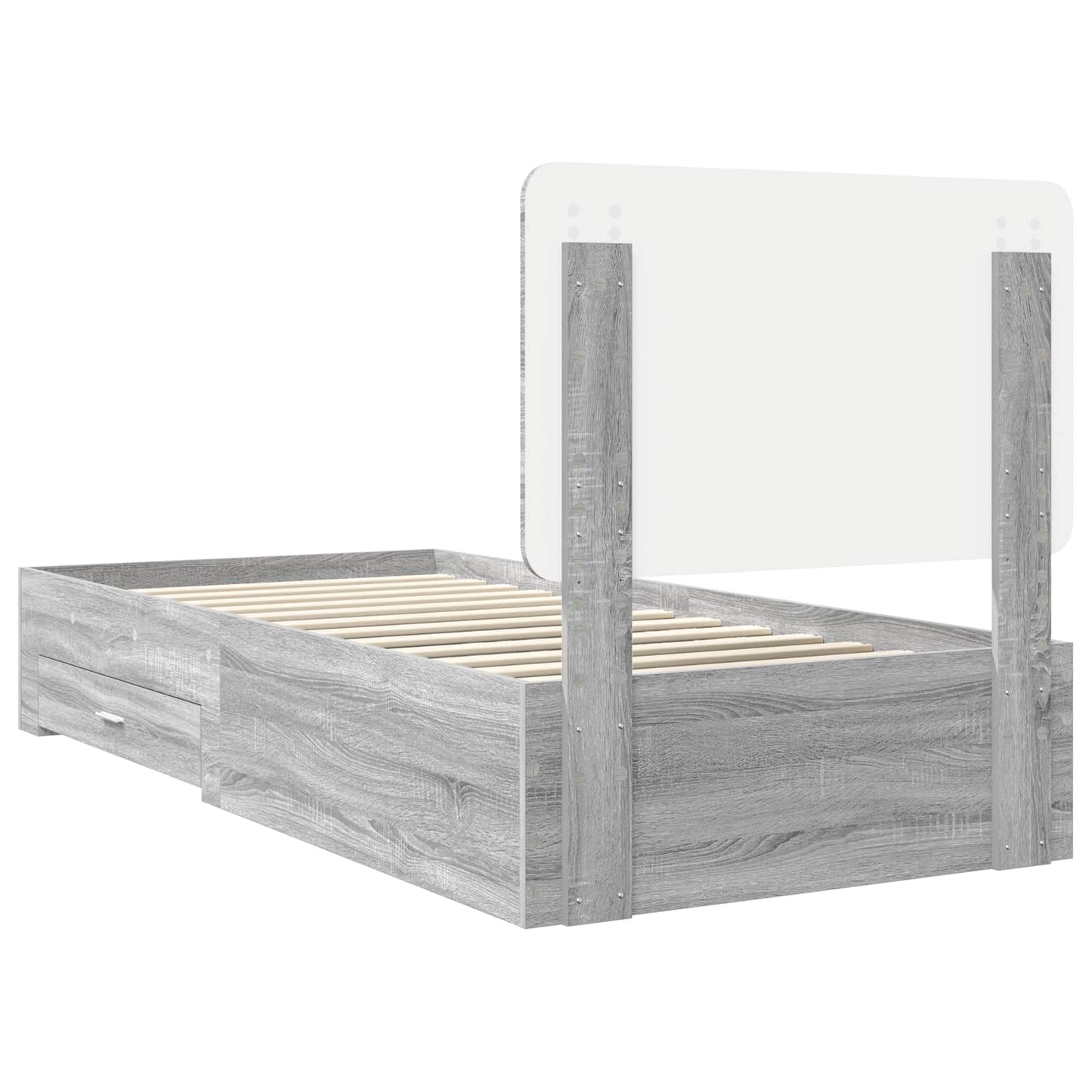 Bed Frame with Drawer Grey Sonoma 100 x 200 cm Engineered Wood