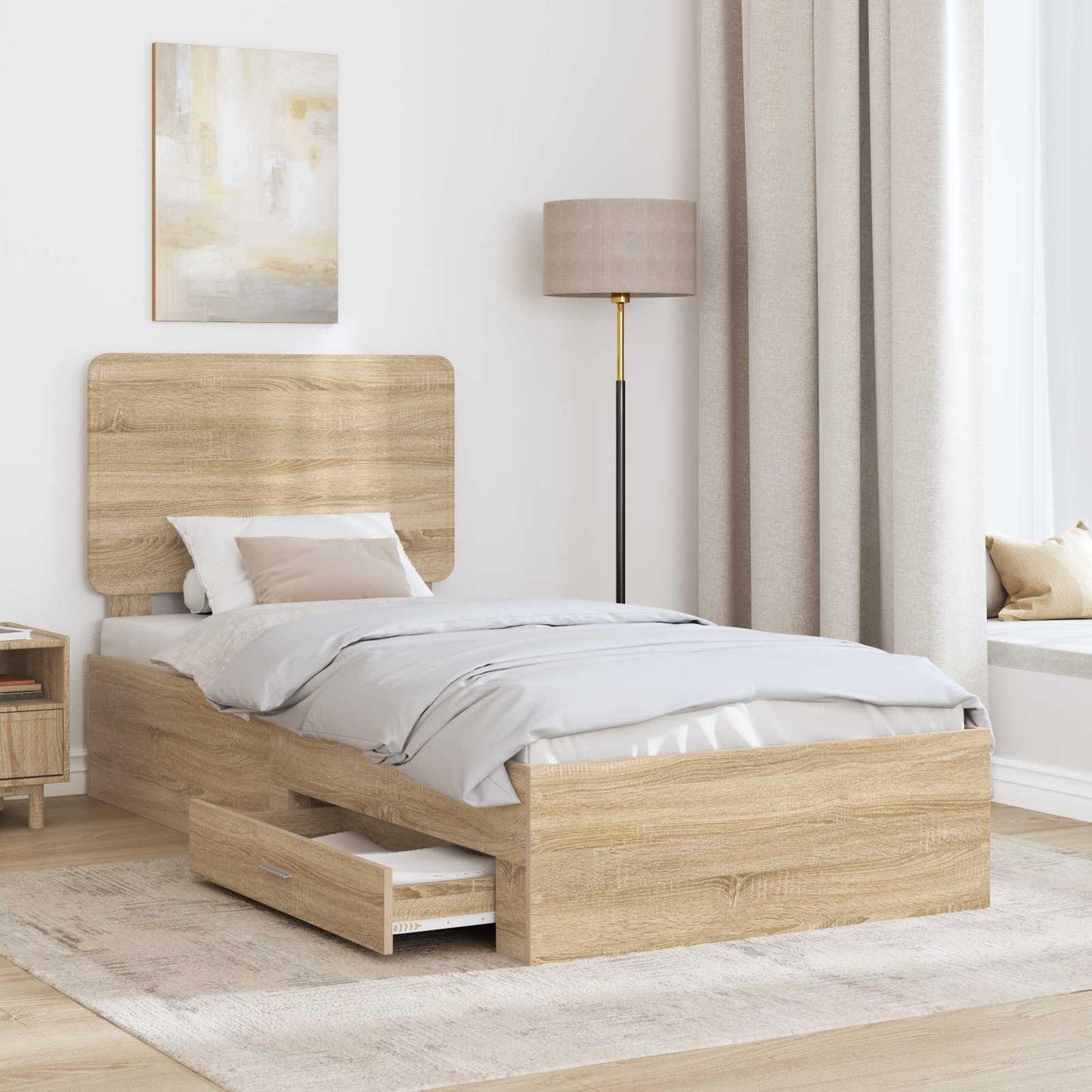 Bed Frame with Headboard Sonoma Oak 90 x 200 cm Engineered Wood