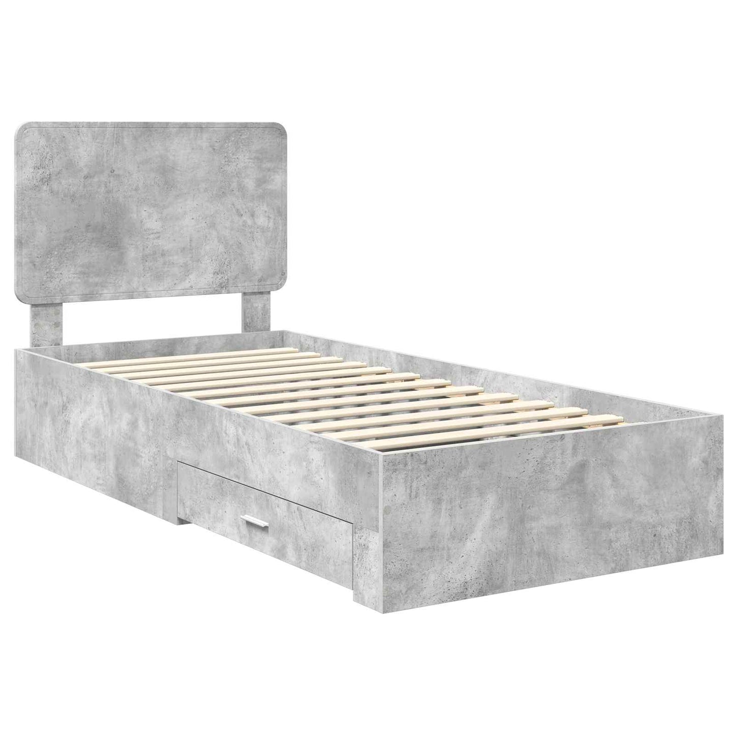 Bed Frame with Drawer Concrete Grey 90 x 200 cm Engineered Wood