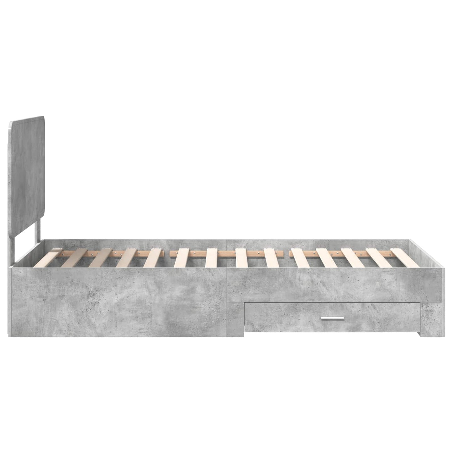 Bed Frame with Drawer Concrete Grey 90 x 200 cm Engineered Wood