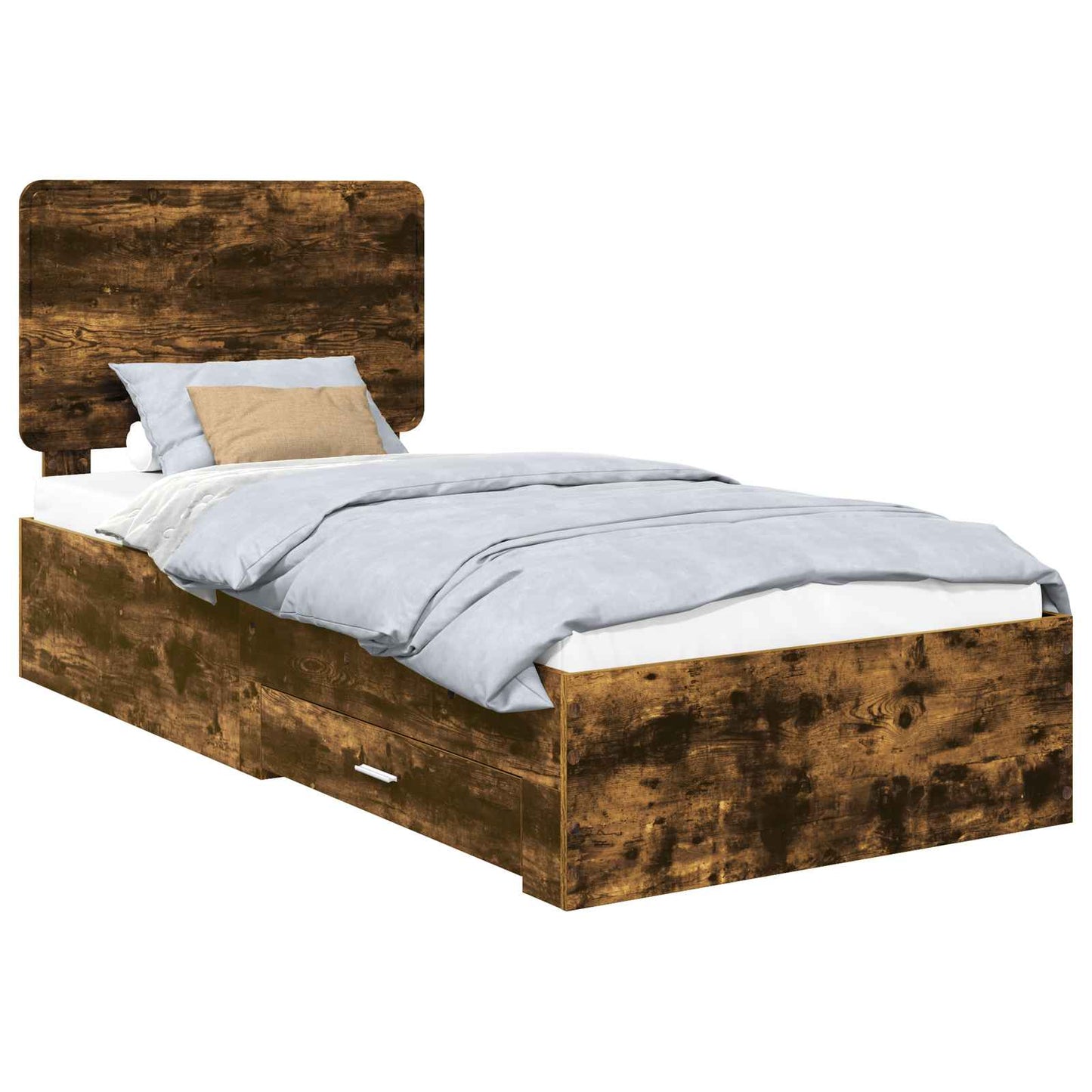 Bed Frame with Headboard Smoked Oak 90 x 200 cm Engineered Wood