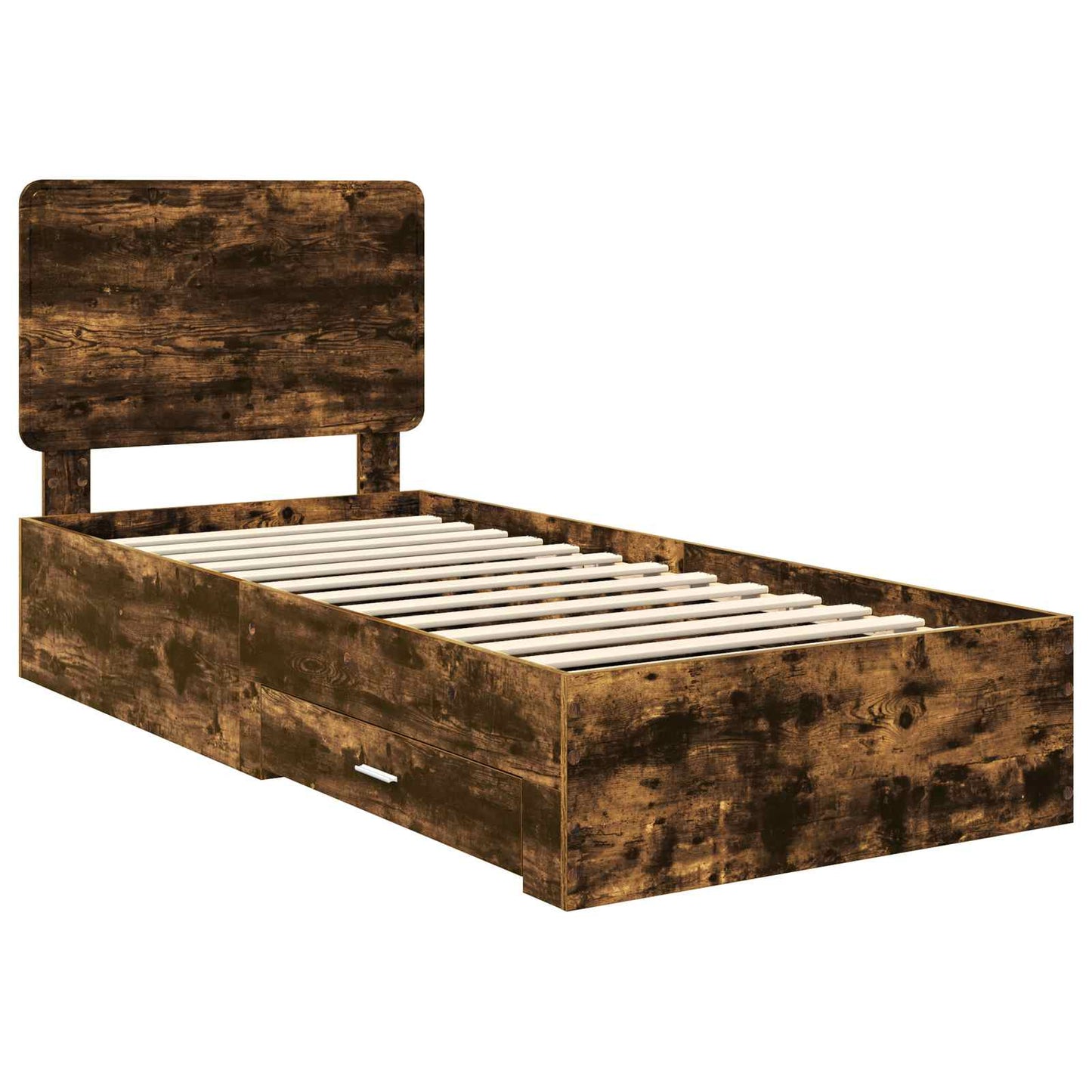 Bed Frame with Headboard Smoked Oak 90 x 200 cm Engineered Wood