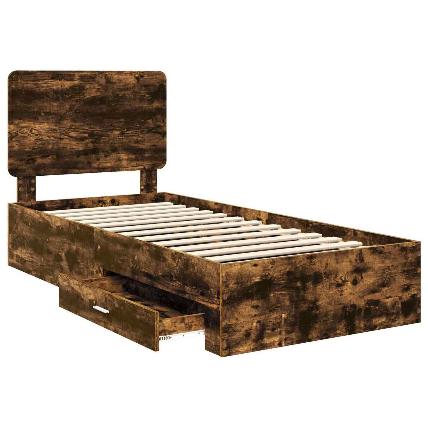 Bed Frame with Headboard Smoked Oak 90 x 190 cm Engineered Wood