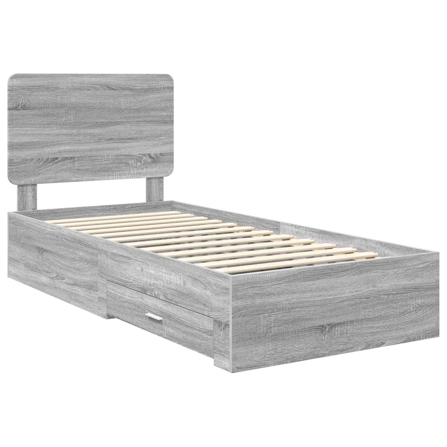 Bed Frame with Drawer Grey Sonoma 90 x 190 cm Engineered Wood