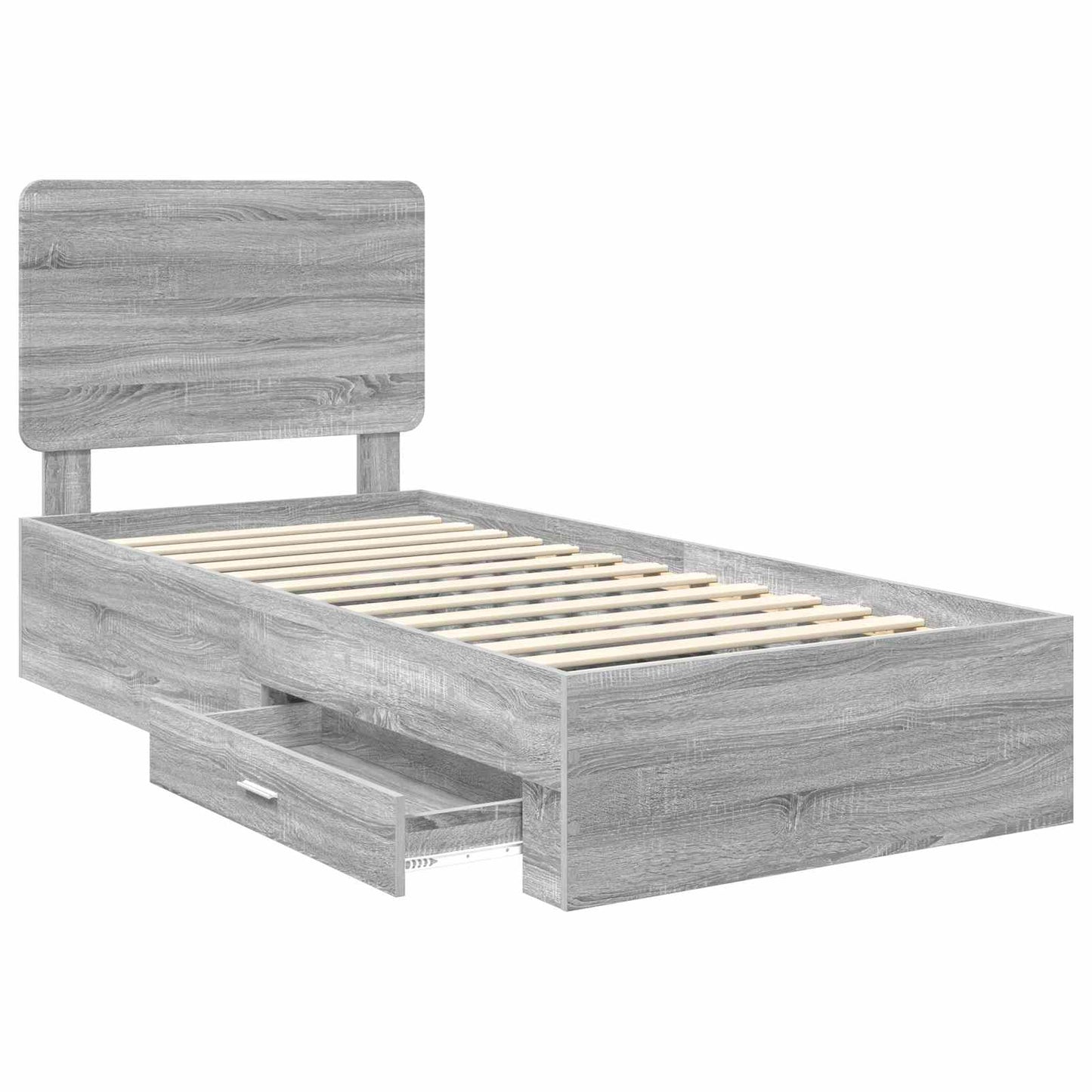 Bed Frame with Drawer Grey Sonoma 90 x 190 cm Engineered Wood