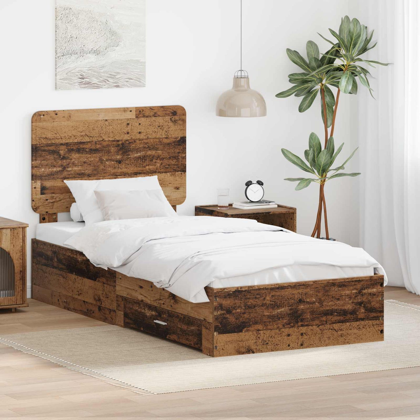 Bed Frame with Headboard Old Wood 90 x 190 cm Engineered Wood