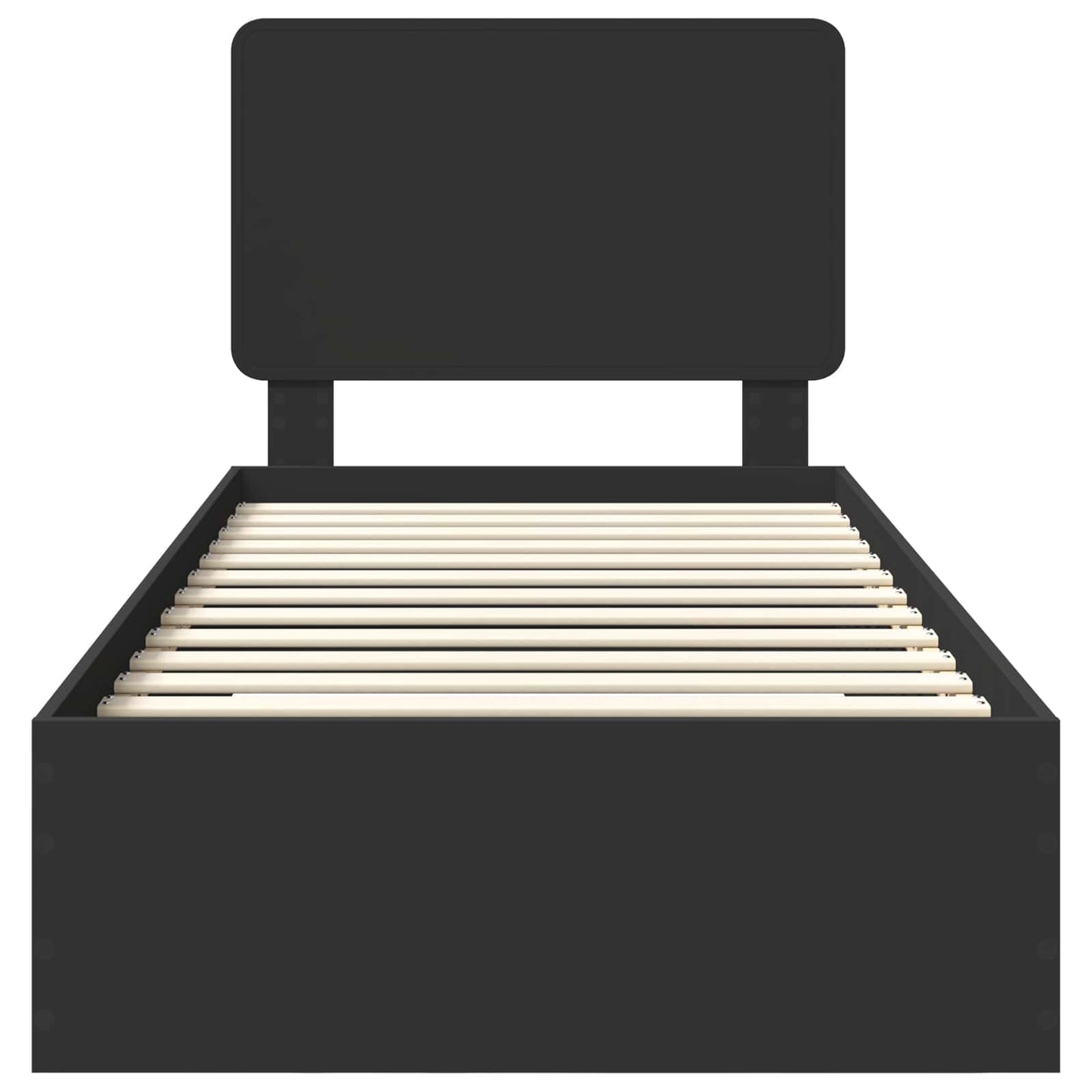 Bed Frame with Headboard Black 75 x 190 cm Engineered Wood