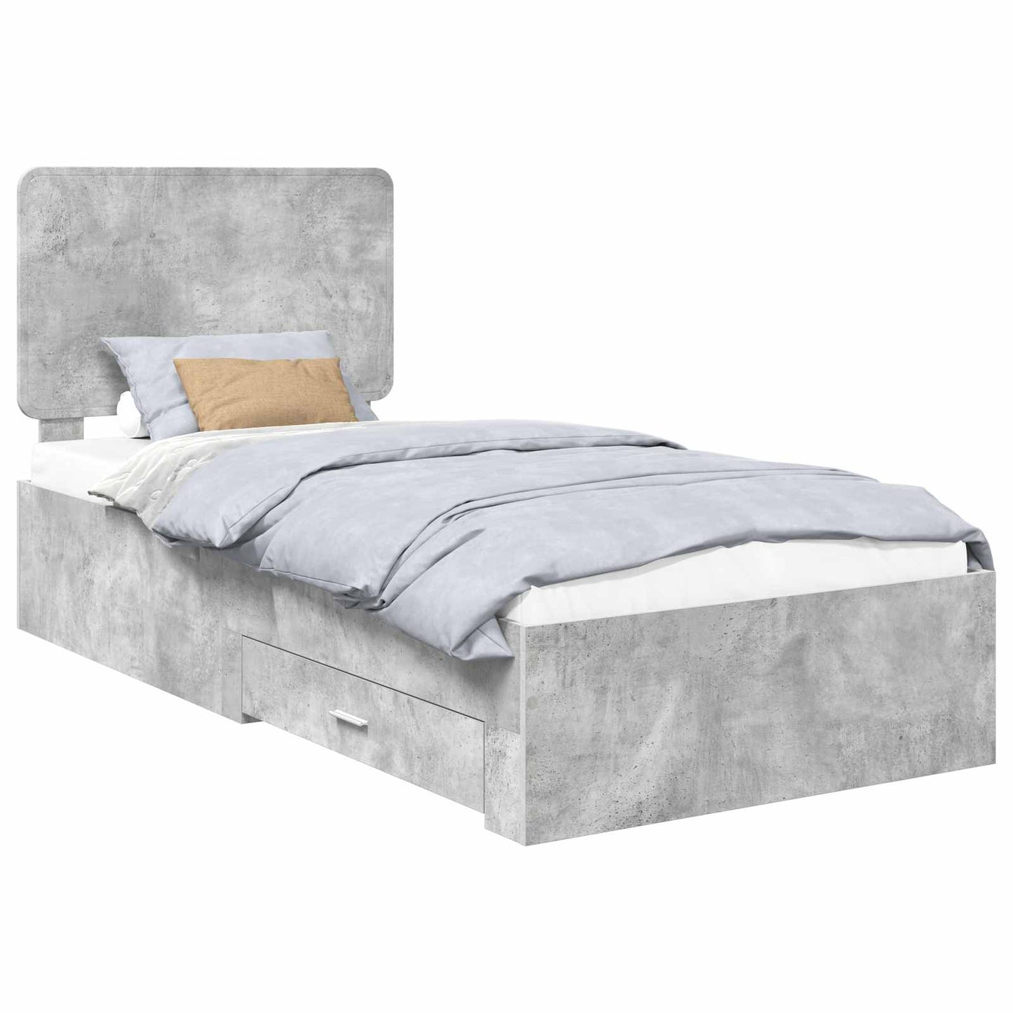 Bed Frame with Drawer Concrete Grey 70 x 190 cm Engineered Wood